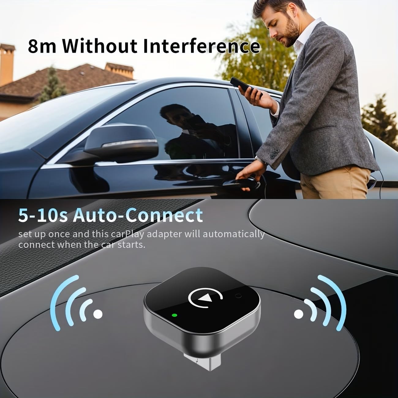 2026 Upgraded Wireless CarPlay Adapter, Plug and Play Auto-Connect Converter, Suitable for cars with carplay, Compatible with iPhone iOS 10+ & Android Auto 11+, Bluetooth - 2
