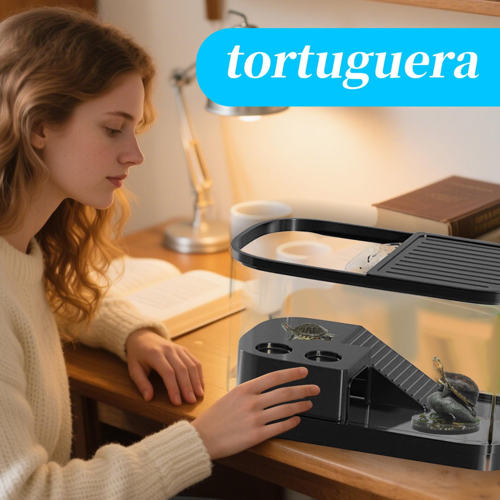 Acuario para Tortugas Terrario Recinto Hábitat Evita Escapes Cría | Hábitat con Plataformas de Asolamiento para Exterior, Cría, Mascotas, Geckos, Serpientes, Lagartos, Ranas, Tortugas y