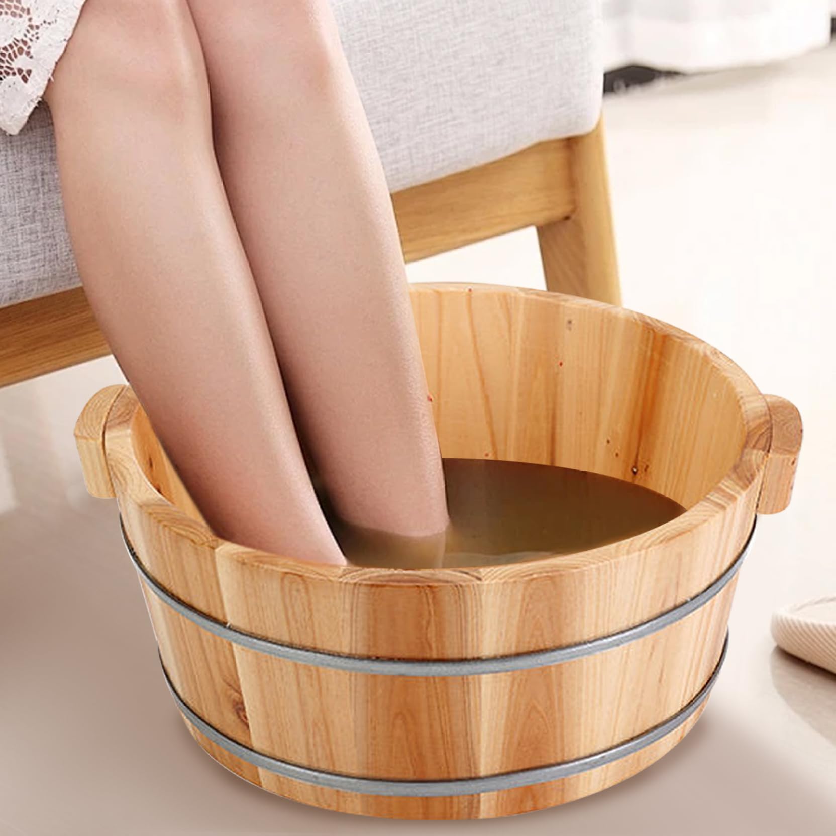 Fußbad Schüssel, Fußbad Schüssel Holzpediküre Schüssel Spa Massage Fuß einweichen Badewanne Fuß Bades Becken Entfernen Sie abgestorbene Haut
