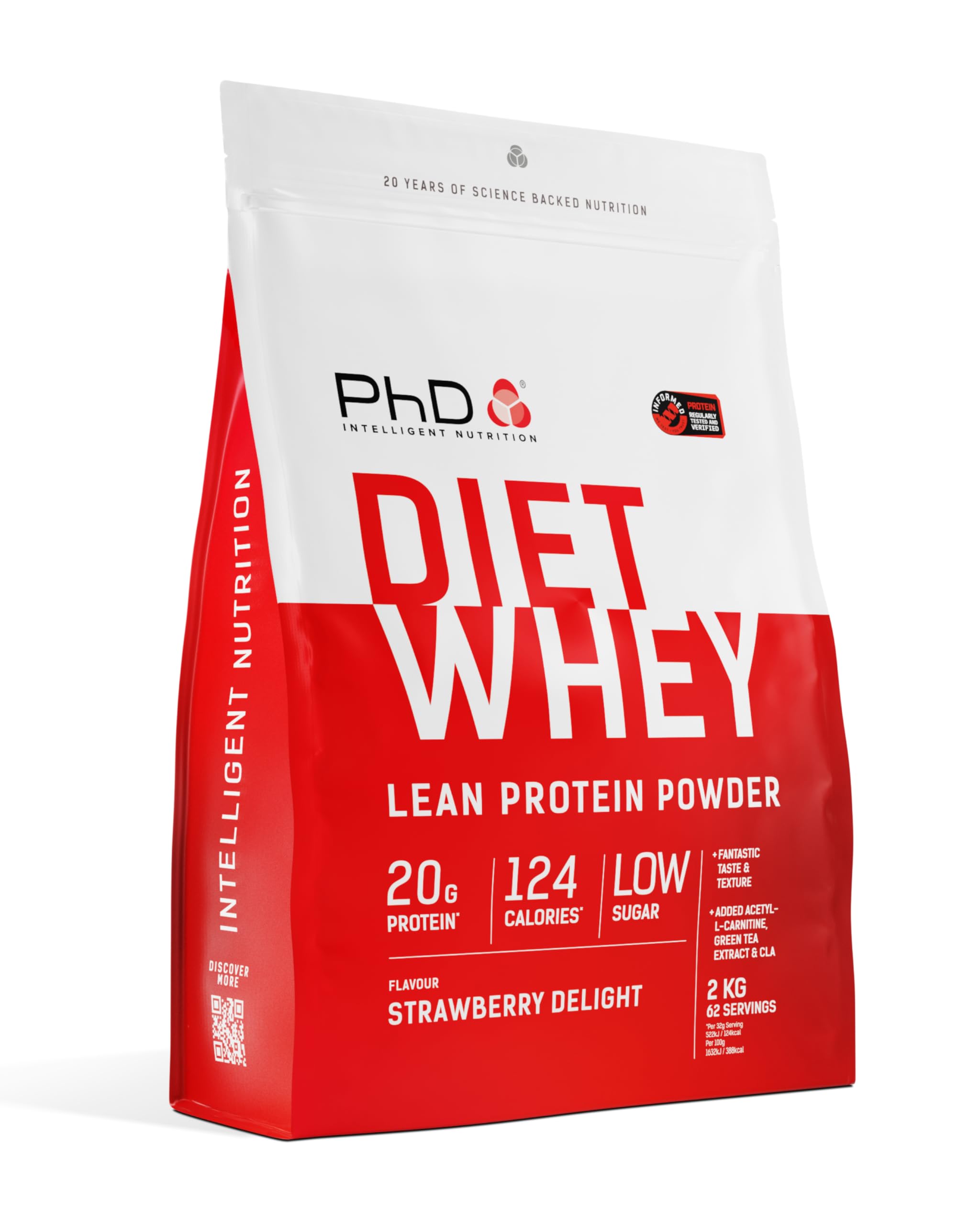 Nutrition Diet Whey Low Calorie Protein Powder, Low Carb, High Protein Lean Matrix, Strawberry Delight Diet Whey Protein Powder, High Protein, 62 Servings Per 2 kg Bag