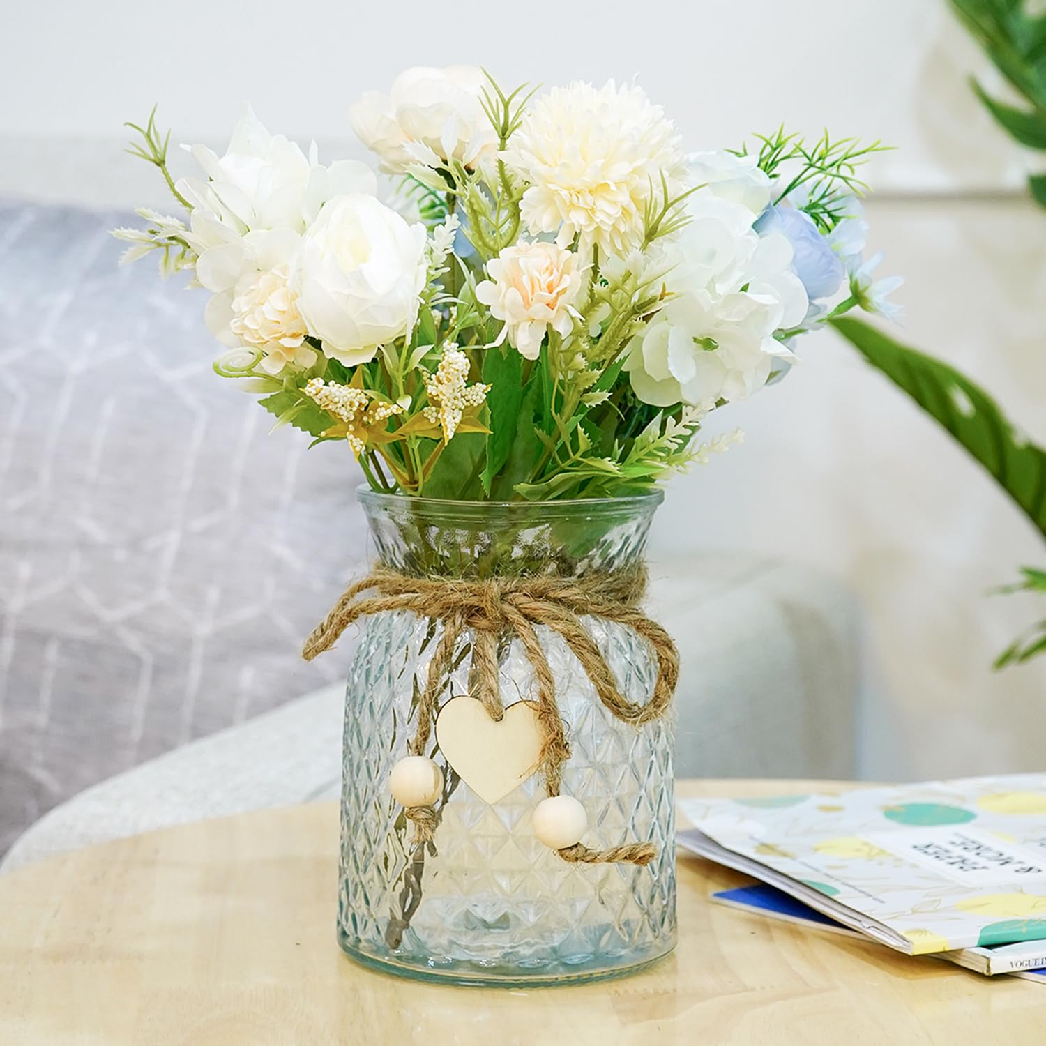 Nostrae by Ekhasa Glass Vase Flower Pot for Home Decoration | Center Table Decorative Items | Thickened Transparent Glass Vase for Flowers. Bookshelf, Dinner Table, Office Desk & Premium Gift