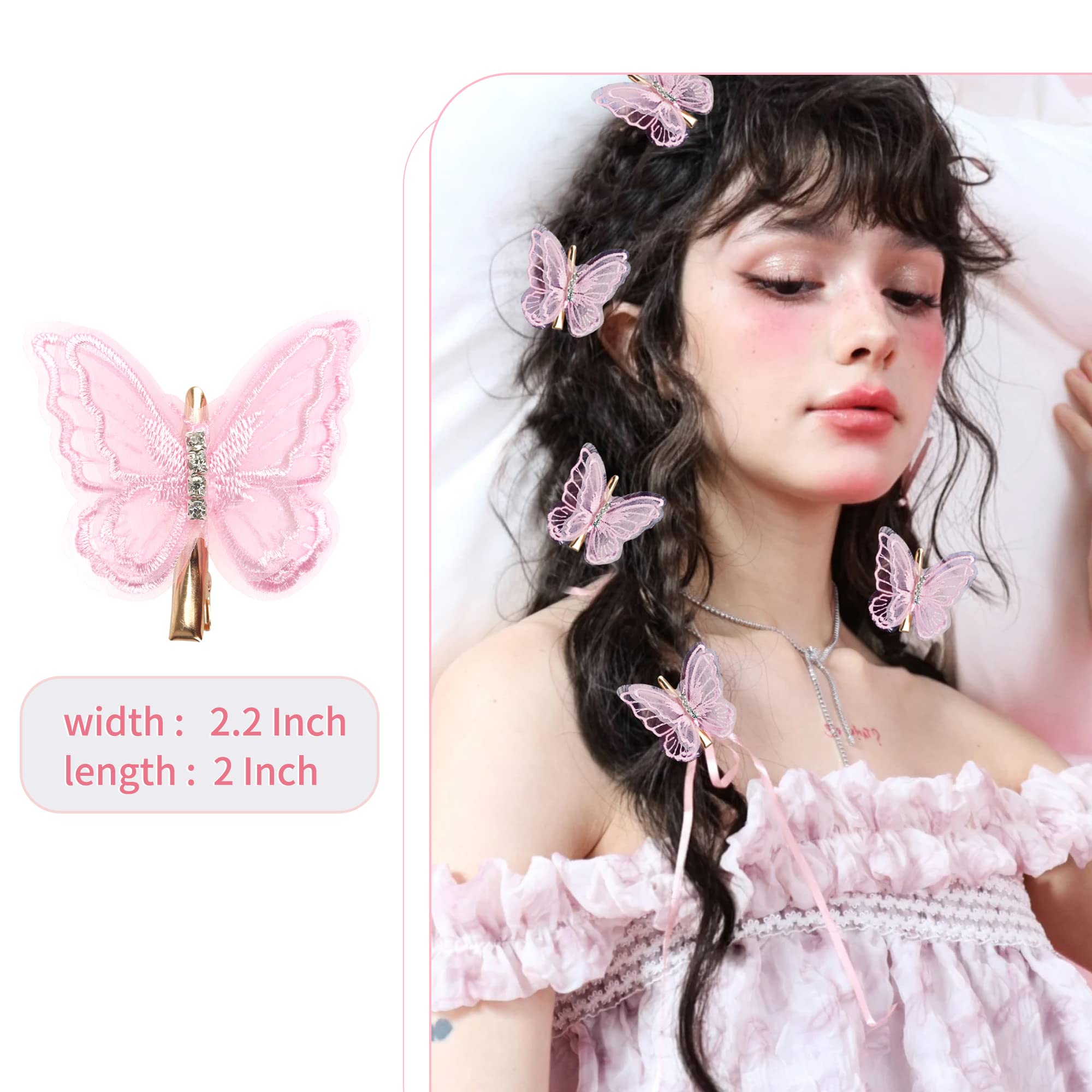 Amazon.co.jp: 蝶 ヘアクリップ 15個 2.6インチ レース ヘアリボン