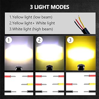 12000LM Motorcycle LED Driving Lights, Mini Fog Lights 60W 6000K Super Bright Amber White Aux Spotlight for Motorcycle Truck ATV SUV Car Yacht, 2 Pack