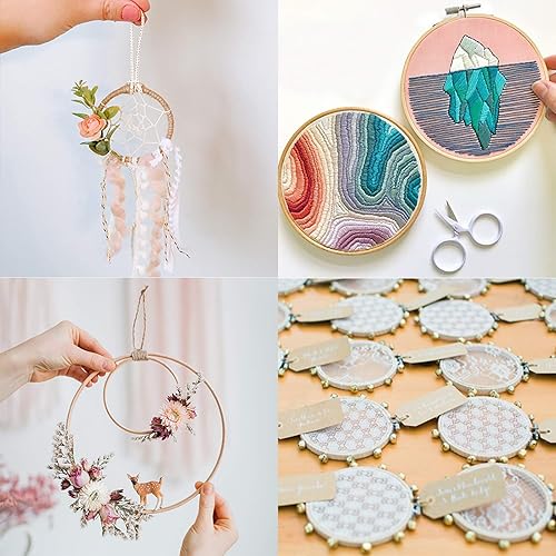 Miniatura 5 de Similane 12 aros de bordado de 4 pulgadas, aro de bambú para bordado y punto de cruz, mini aro de bordado perfecto para decoración de Navidad