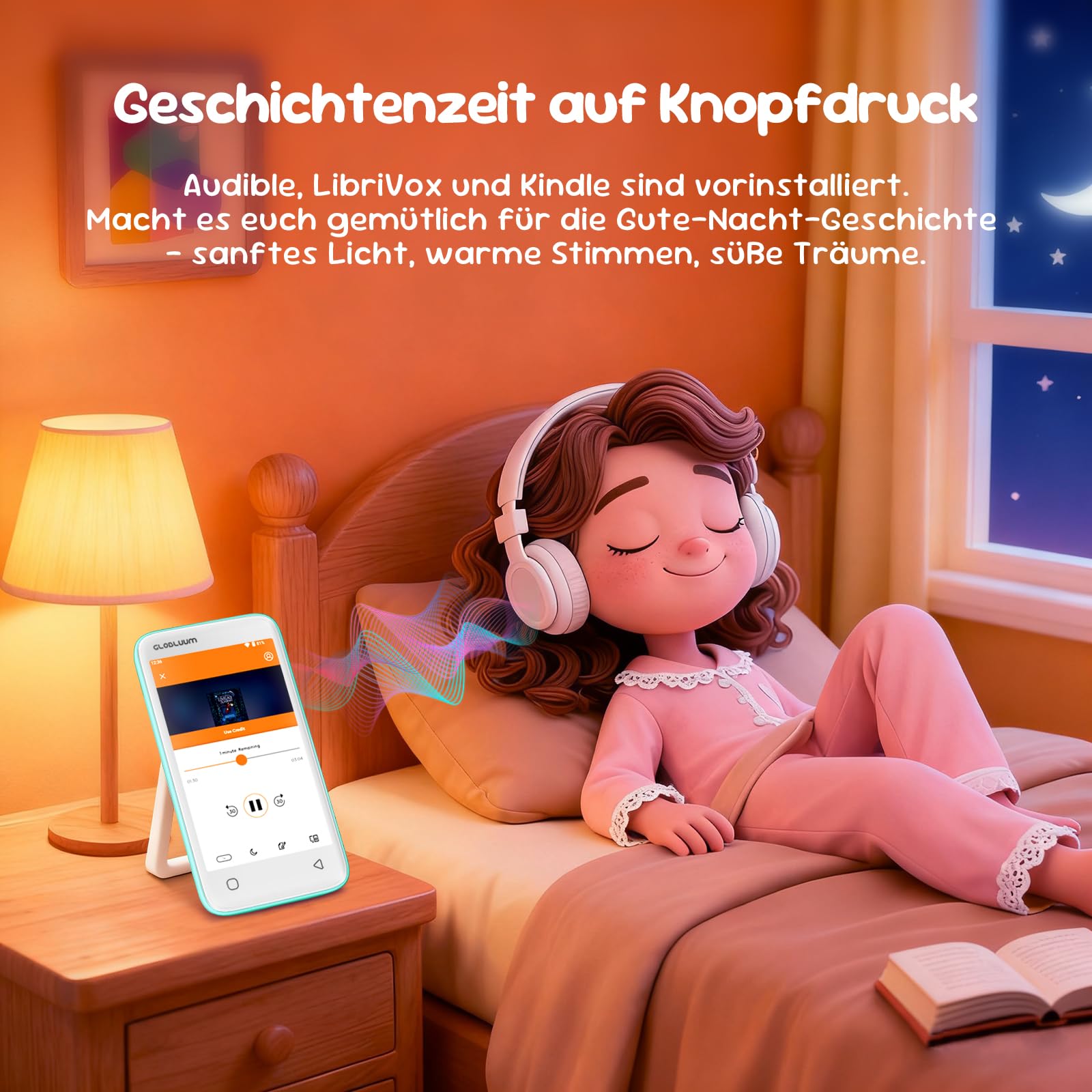 MP3-Player für Kinder, Kindersicherung, 16GB, unterstützt Spotify und Audible, Bluetooth und WLAN (Minzgrün) DE
