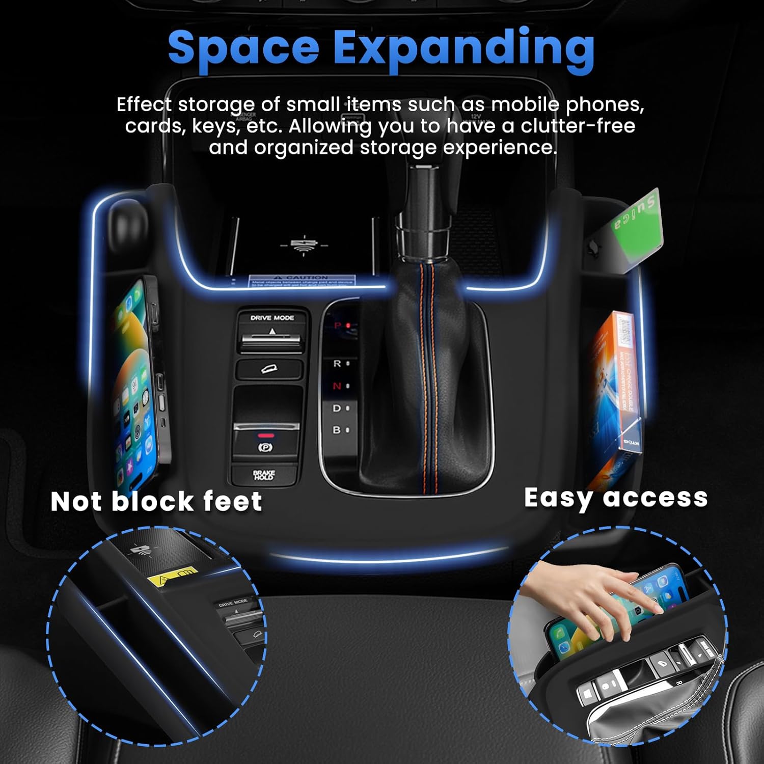 Autorder Silicone Center Console Organizer for 2023-2026 Honda CRV CR-V Accessories Seat Gap Storage Box Soft Gear Shift Panel Trim Cover