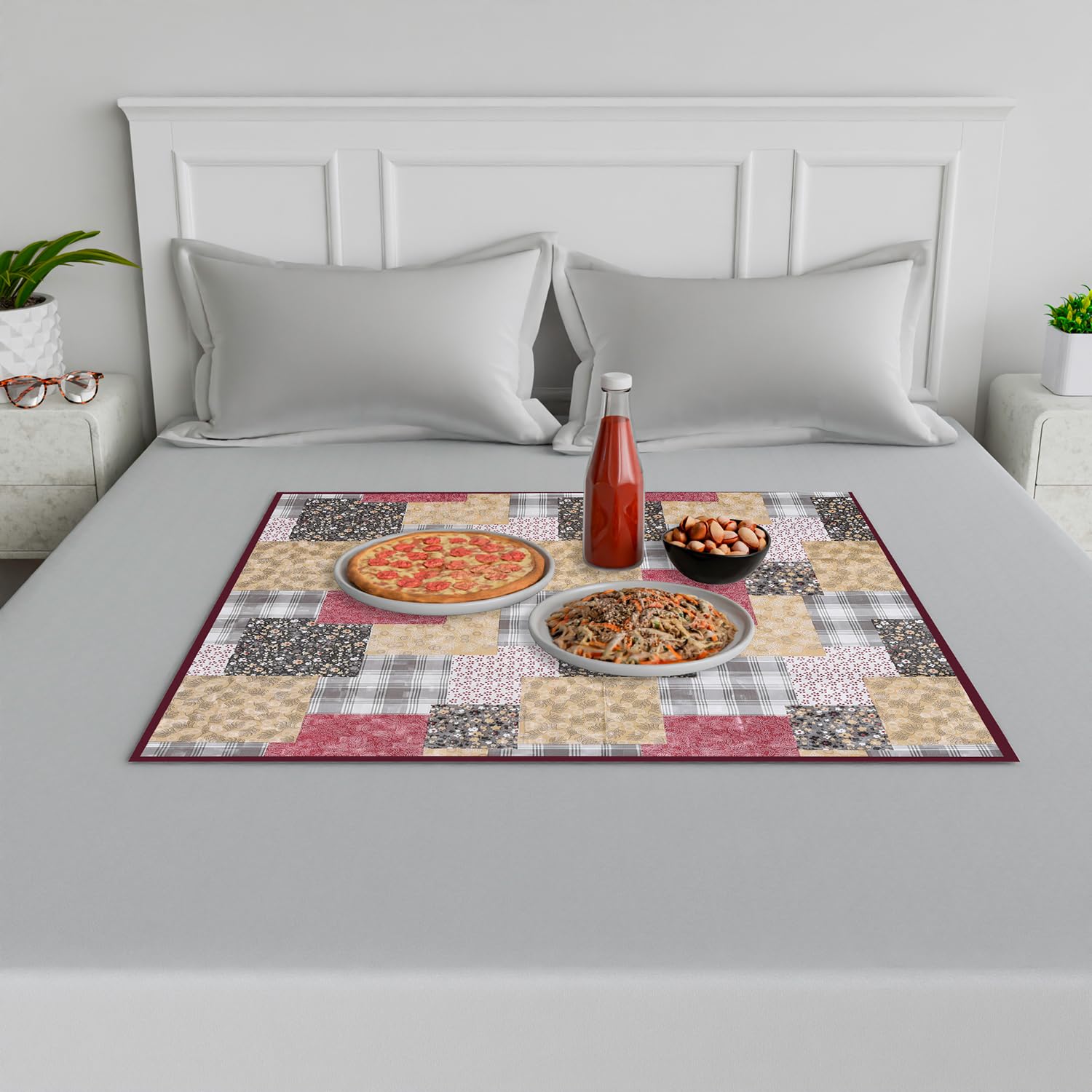 Kuber Industries Food Mat | Bedsheet Protector for Home | Reversible Bed Server Mat | Barik Flower Mattress Protector for Home | Food Mat for Kids | 92 cm | Black (B0CKF4MCBX) Amazon Price History, Amazon Price Tracker