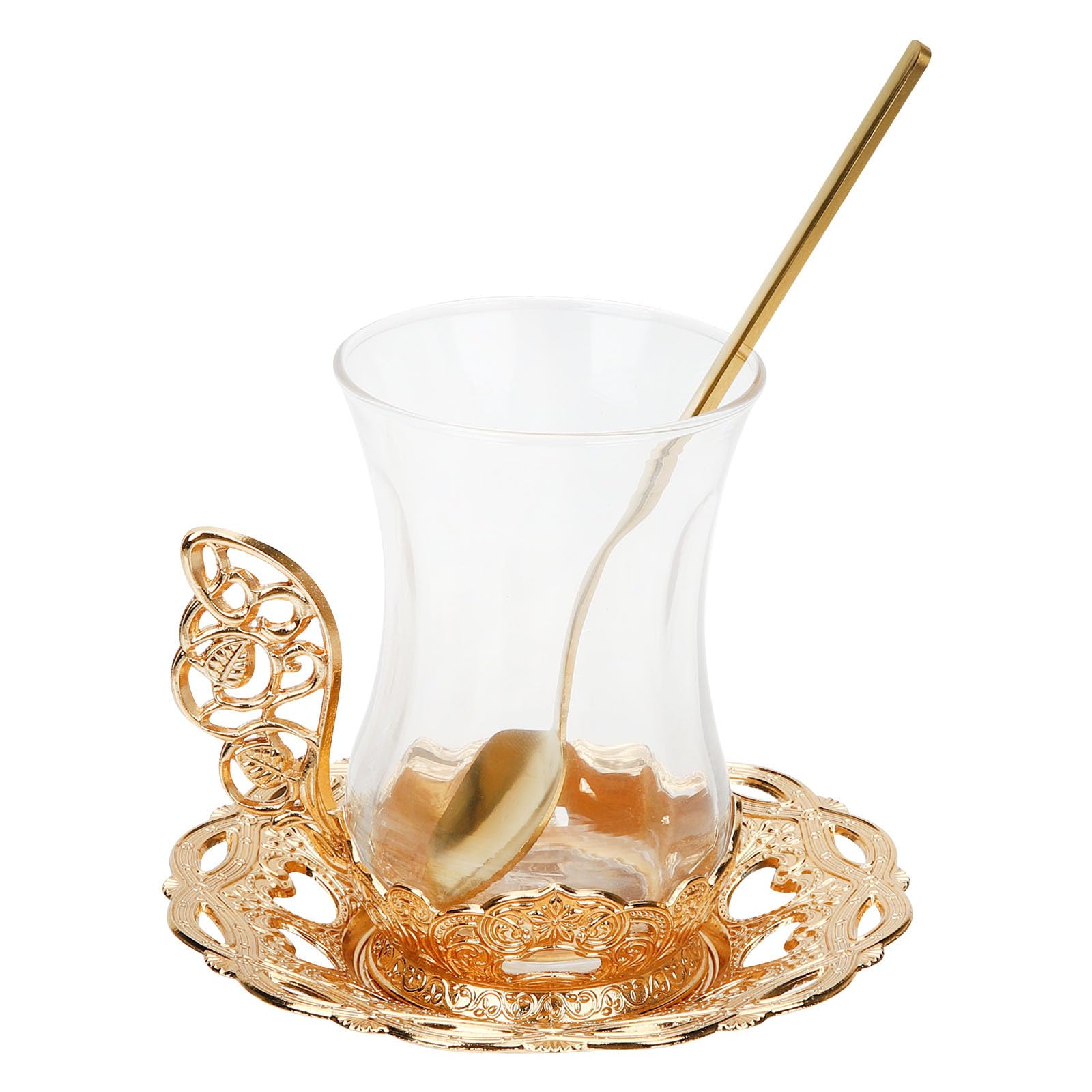 Tasse à moka en verre vintage avec socle floral, l'idée cadeau idéale