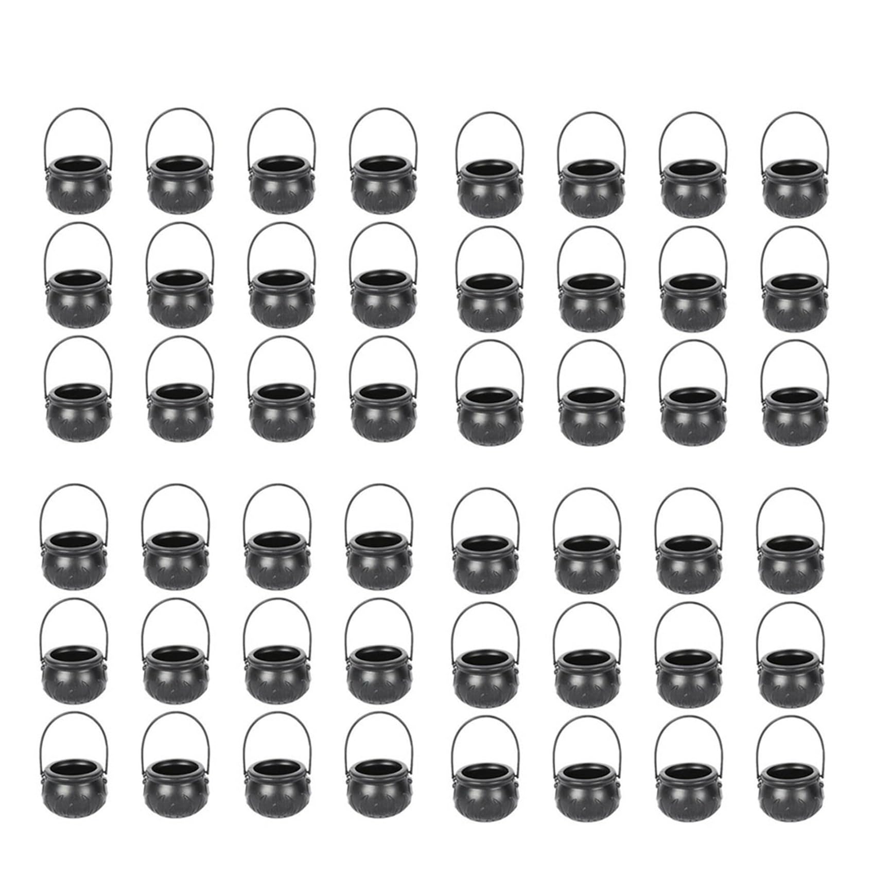 Vjsujehgy 48PCS Halloween Witch Pot Plastic Mini Witch Cauldron Black Candy Holder Halloween Decoration Party Favor Decoration