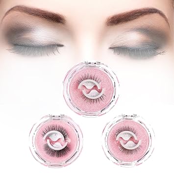 Self- adhesive Eyelashes,2024New Snap on Lashes, Eyelashes Snap on No Adhesive 3 Pairs Natural+Long+Thick