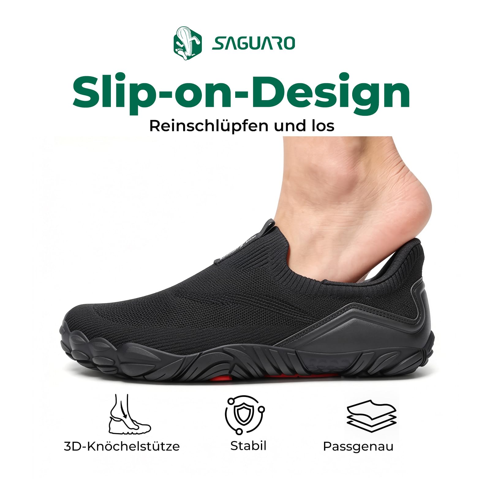 SAGUARO Unisex Barfußschuhe Minimalistische Slip-On Barefoot Sneaker für Alltag,Training,Walking Gr.36-48