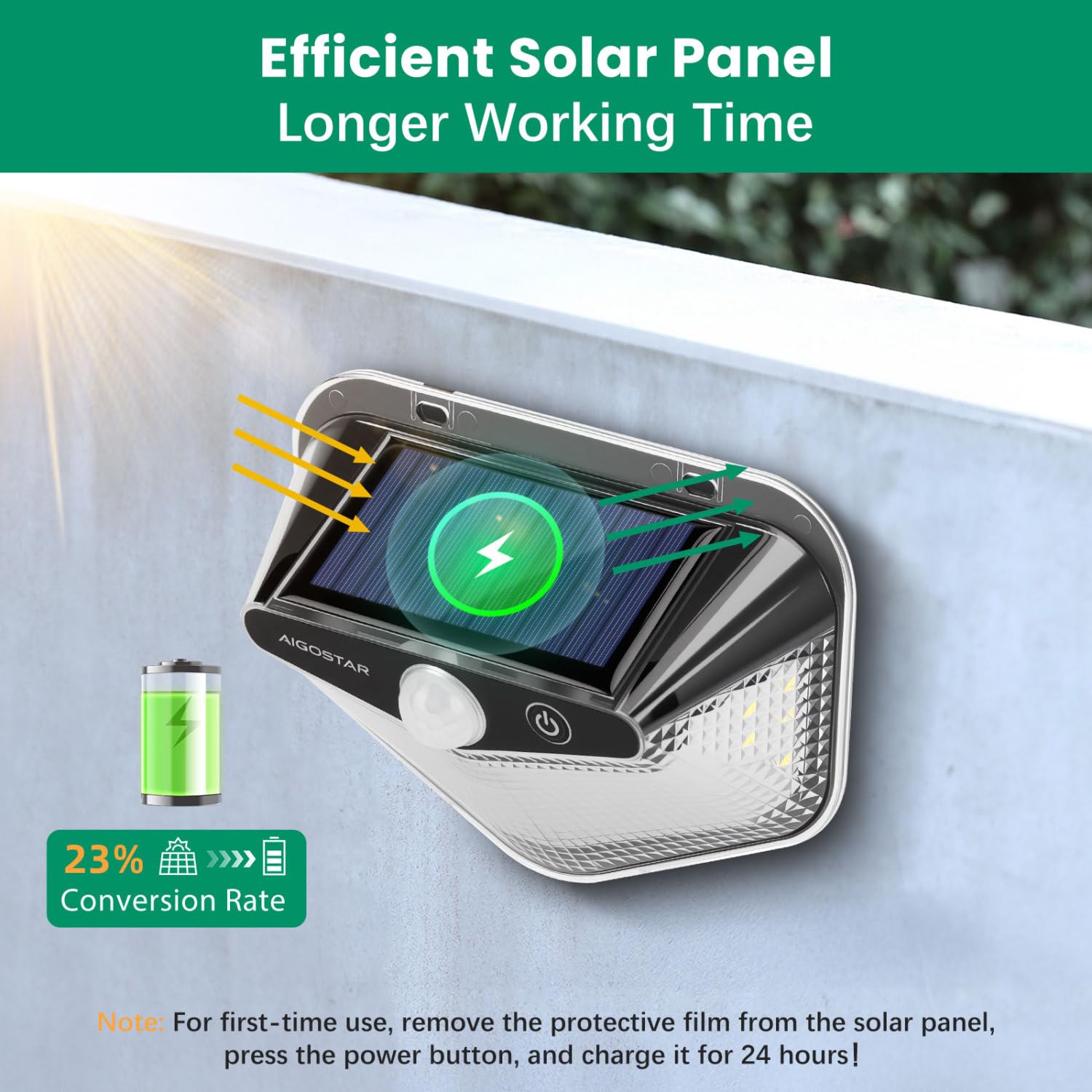 Aigostar Luz Solar Exterior,8 Paquete, 3 Modos, 270° Súper Brillante,Focos Led Exterior Solares con Sensor de Movimiento, IP65 Impermeable luces Solares para Jardín,Patio,Garaje,6500K
