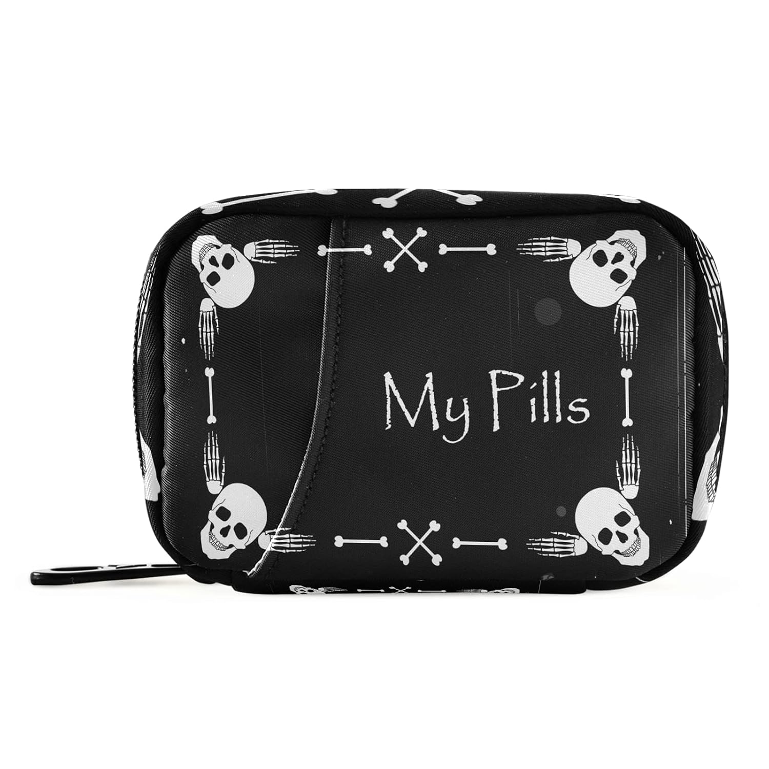 Halloween My Pill Box 7 Dias: Organizador de Remédios em Estojo de Caveira Compacto para Suplementos Vitamínicos