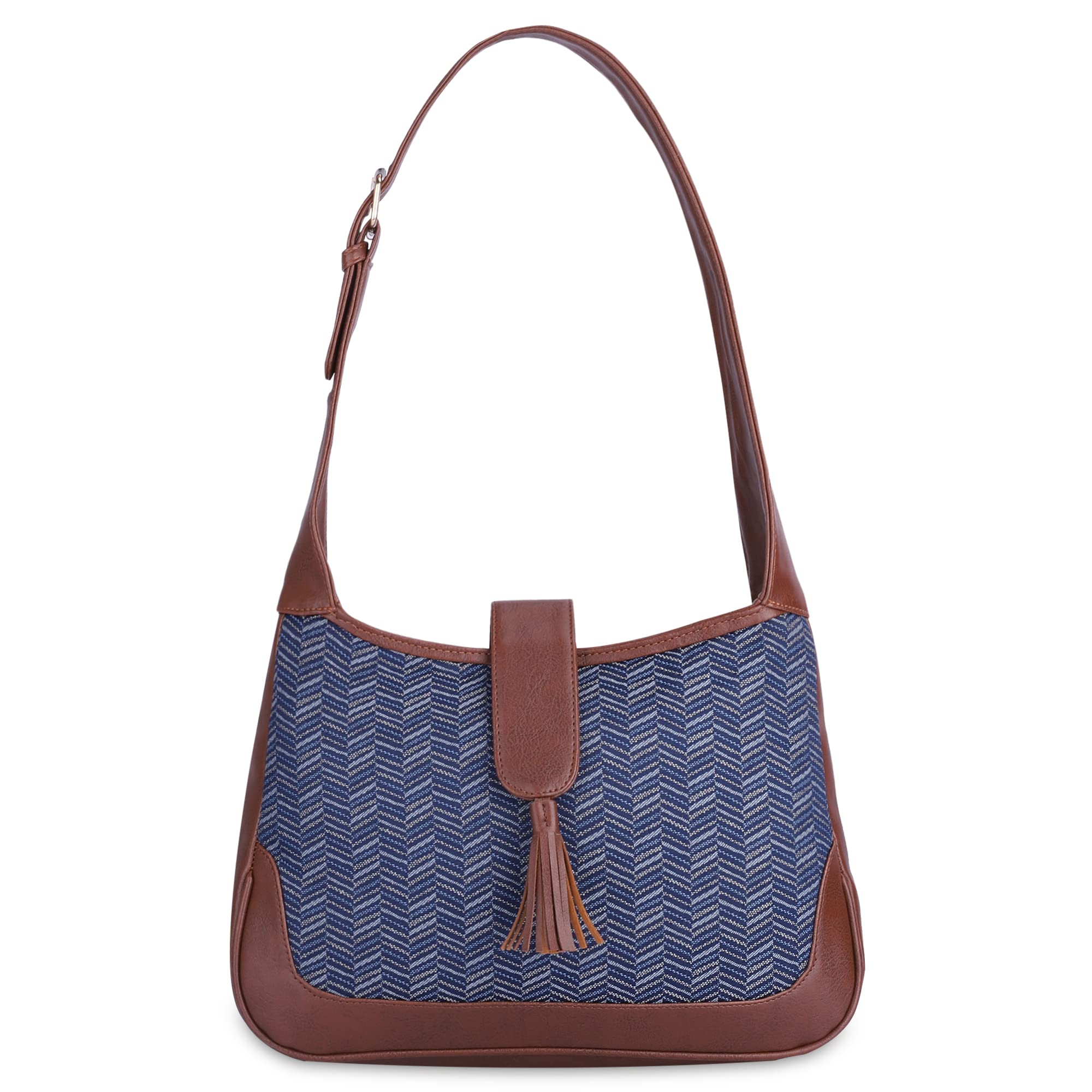 THE CLOWNFISH Samantha Tapestry & Faux Leather Handbag for Women Office Bag Ladies Shoulder Bag Tote for Women College Girls