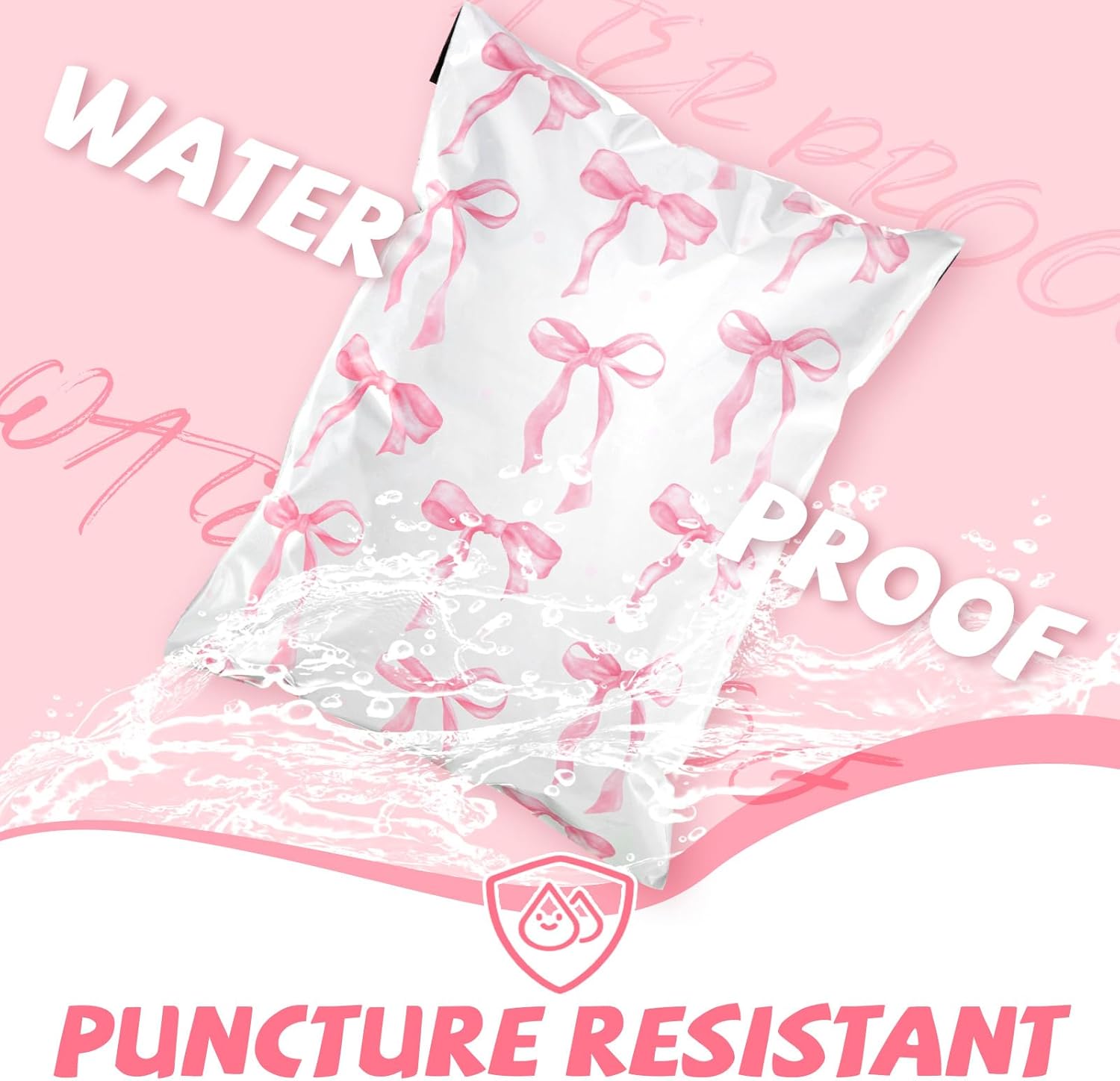 Resurhang 200 Pcs Pink Coquette Bow Poly Mailer 10 x 13 inch Designer Shipping Mailers Heavy Duty Waterproof Self Adhesive Shipping Bags for Large Mailing Envelopes Bulk Tear Resistant Packaging