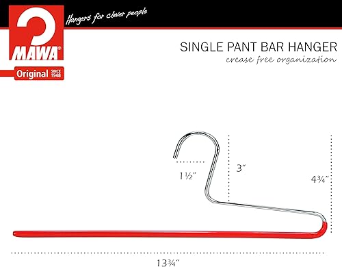 Miniatura 6 de Mawa by Reston Lloyd - Percha antideslizante para ropa que ahorra espacio con una sola barra para pantalones, estilo KH1, juego de 30, color rojo