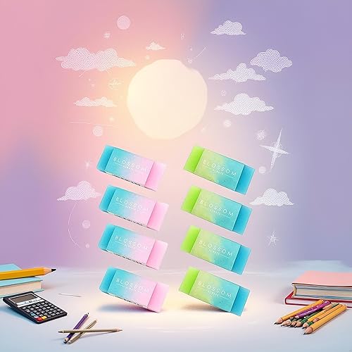 Juego de 8 borradores de lápiz, borradores de cubo de colores, borradores de color degradado, borradores de lápiz estándar para escuela, oficina,
