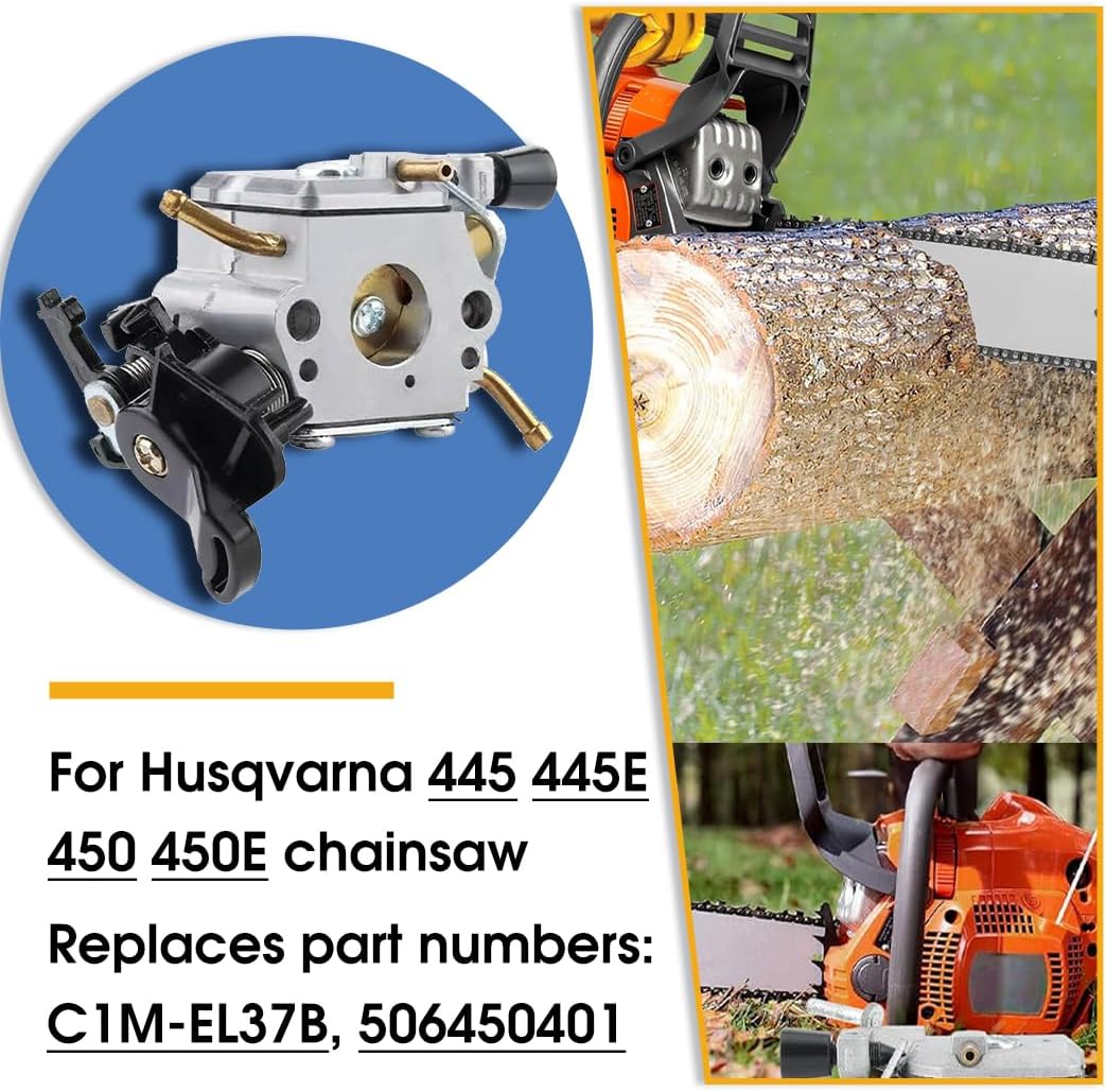 C1M-EL37B Carburetor Kit 506450401 for Husqvarna 450 445 450E 445E Gas Chainsaw Carb with Air Filter Tune Up Kit