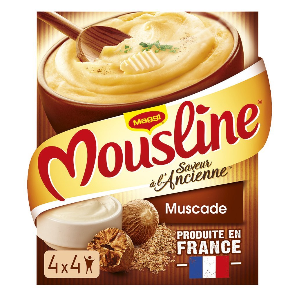 Maggi Mousline Purée Saveur à L'Ancienne Crème Muscade(4 Sachets pour 4 Personnes), 4 x 500g