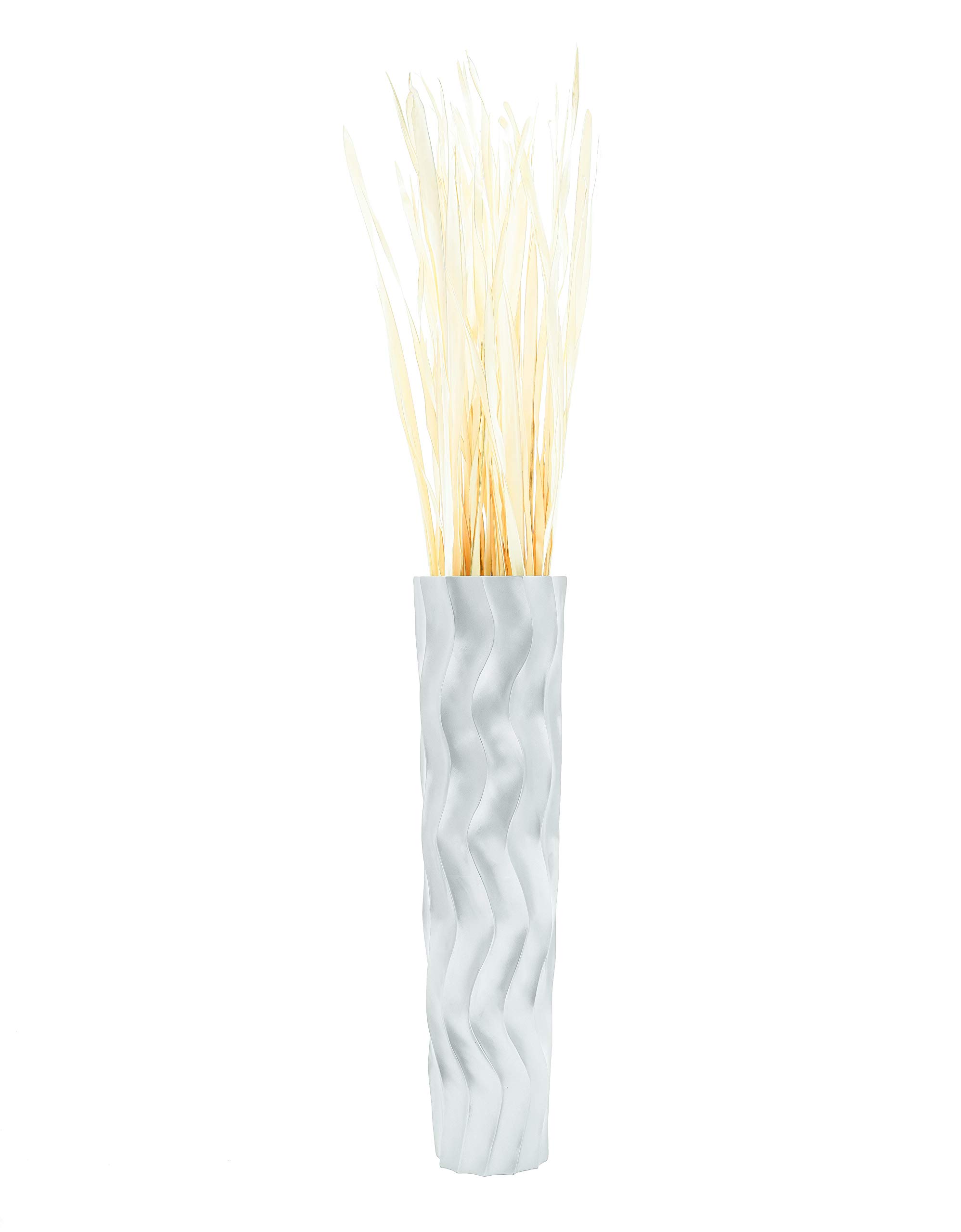 Leewadee Große Bodenvase 65 cm Mangoholz für Pampasgras & Trockenblumen | Dekovase fürs Wohnzimmer, für Zweige & Trockengräser - bruchfester als Keramik, kein Wasser. Boho