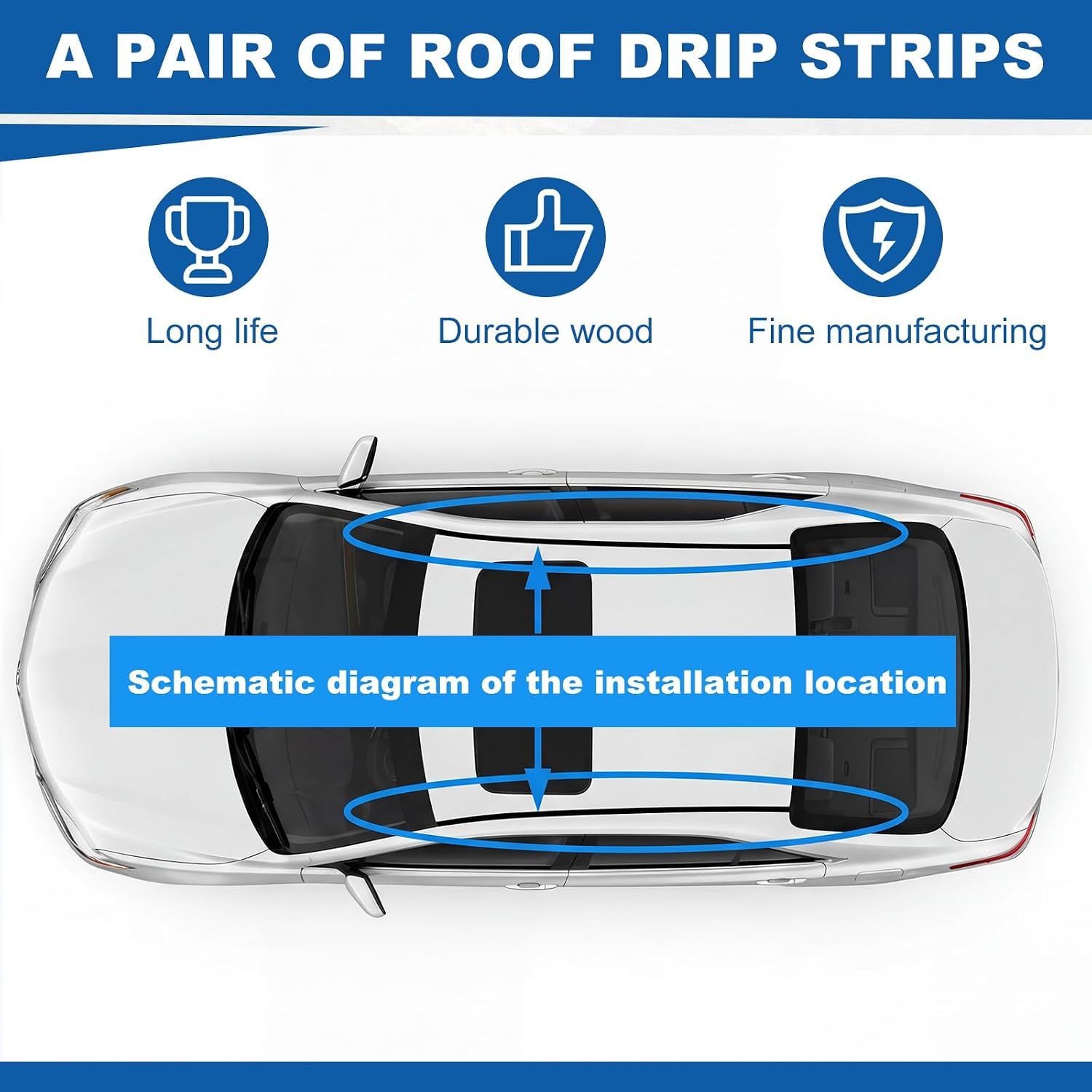 WILLBOND 2 Pcs Roof Drip Molding Weatherstrip Compatible with Toyota 2012-2017 75555-06080 75556-06080 75555-06100 75556-06100, Left and Right Side Roof Trim Strip Kit Black PVC Rain Channel Guard Set