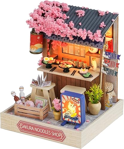Kisoy Casa de muñecas en miniatura con kit de muebles, kit de casa de madera 3D DIY con cubierta antipolvo, juguetes de casa pequeña hechos a mano
