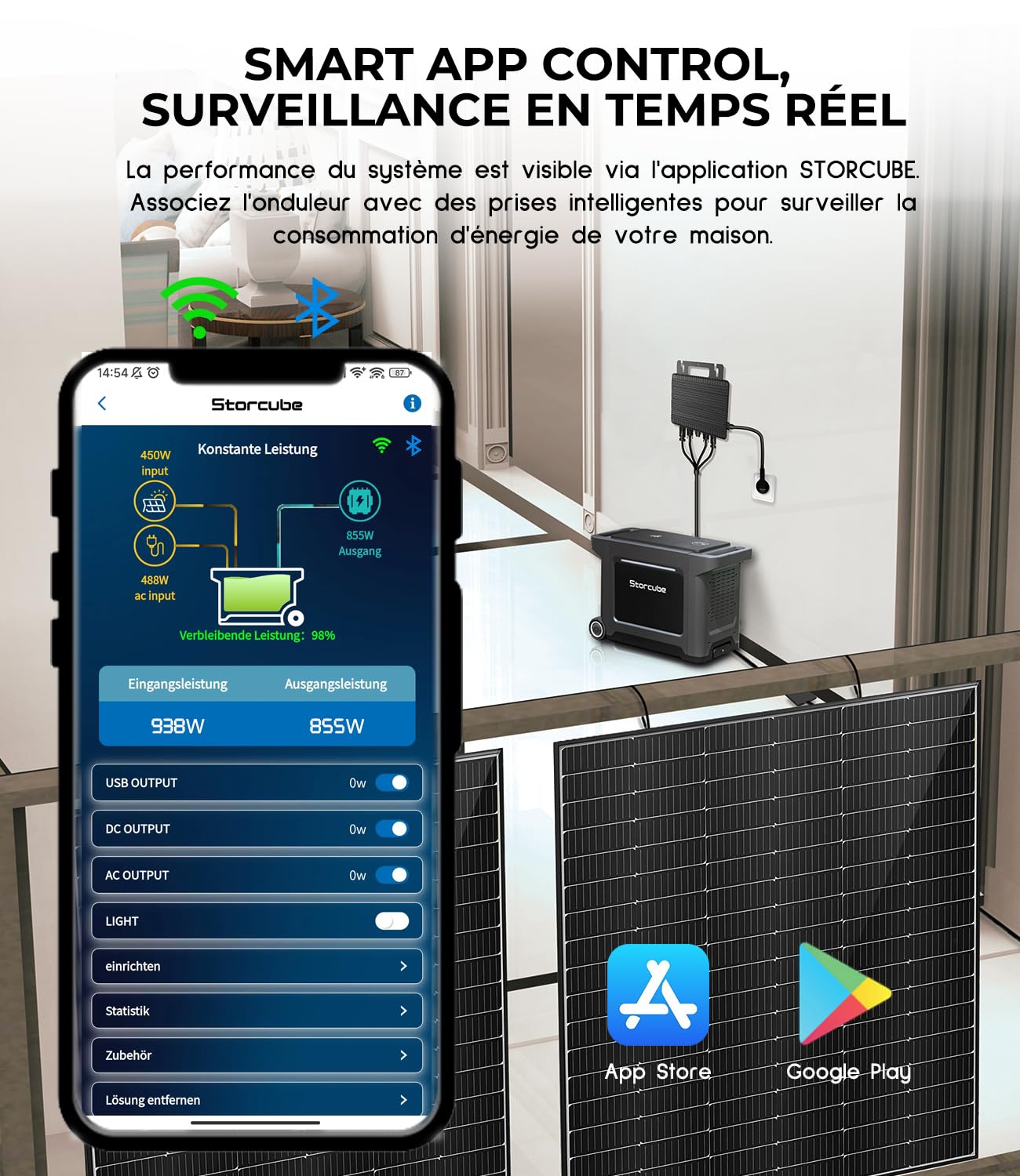 Système de Stockage Solaire S2500 Plus, Entrée olaire de 1200W, Charge AC de 2200W, Station d'énergie Portable de 2560Wh avec Prise AC 3300W, Contrôle via l'APP (micro-onduleur non inclus)