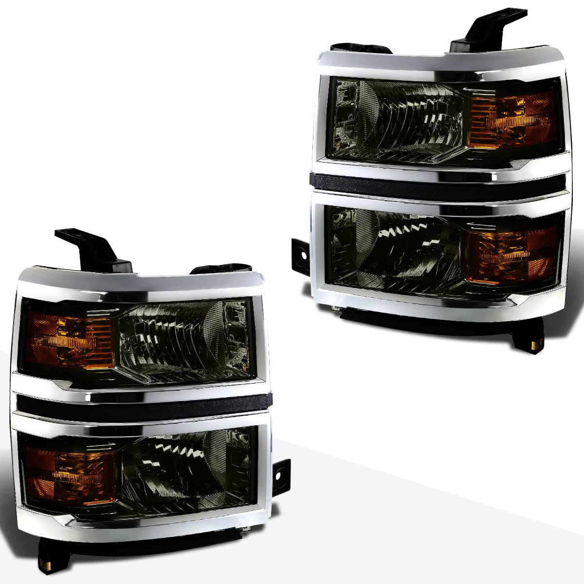 PM PERFORMOTOR PMHL-SIL1500-1415-OH-SA Smoked Housing amber Corner Pair of Headlights Replacement Compatible with 14-15 SIlverado 1500