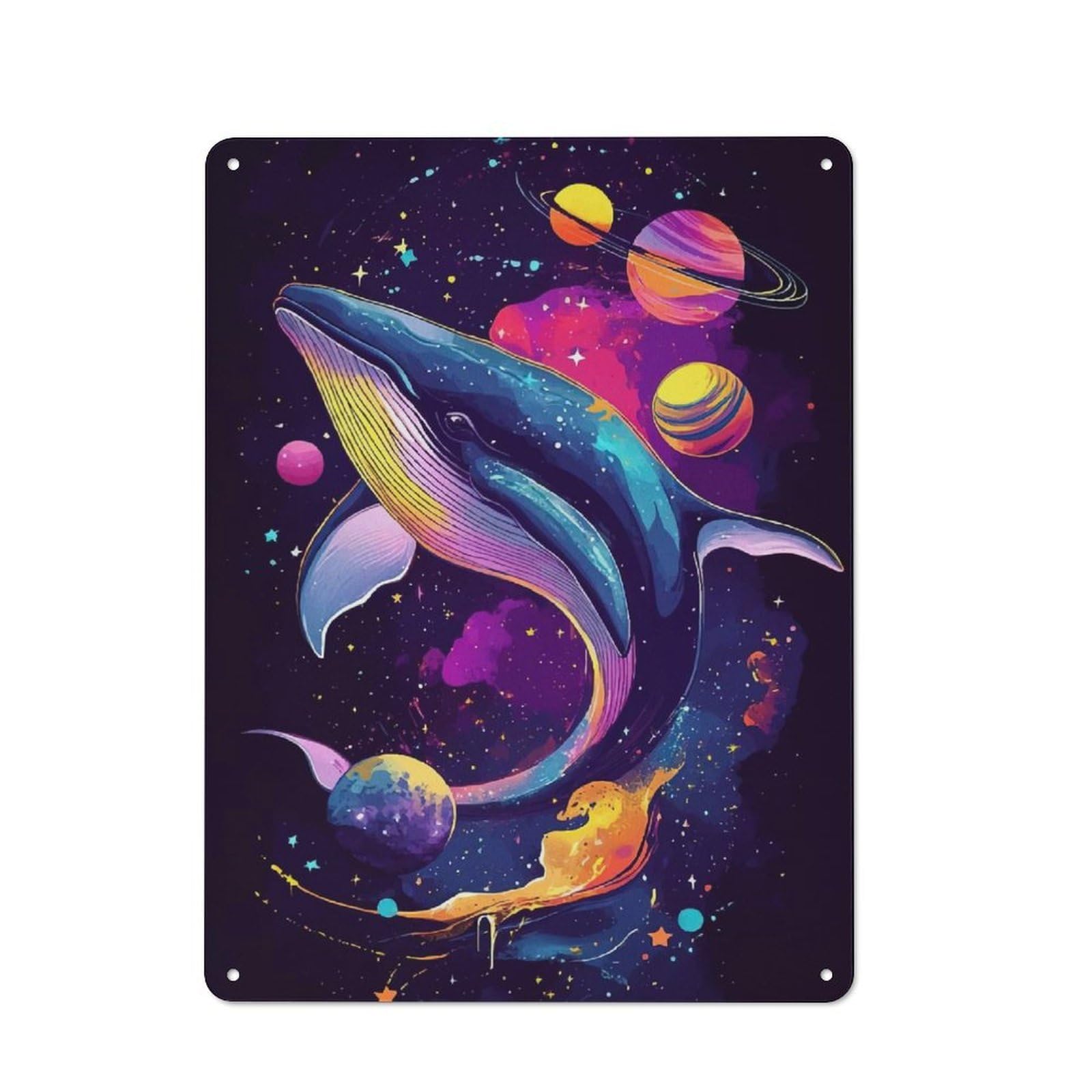 Junmoney Cosmic Whale Space Animal For Hobby Room Or Studio, Rustic Metal Sign 40X30cm, For Creative Interior Collectors Refreshing A Room In Autumn