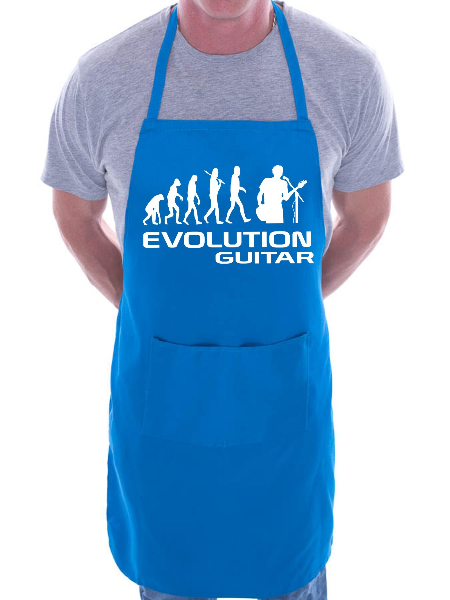 Print4U Evolution Of Guitarist Guitar BBQ Cooking Funny Novelty Apron Blue