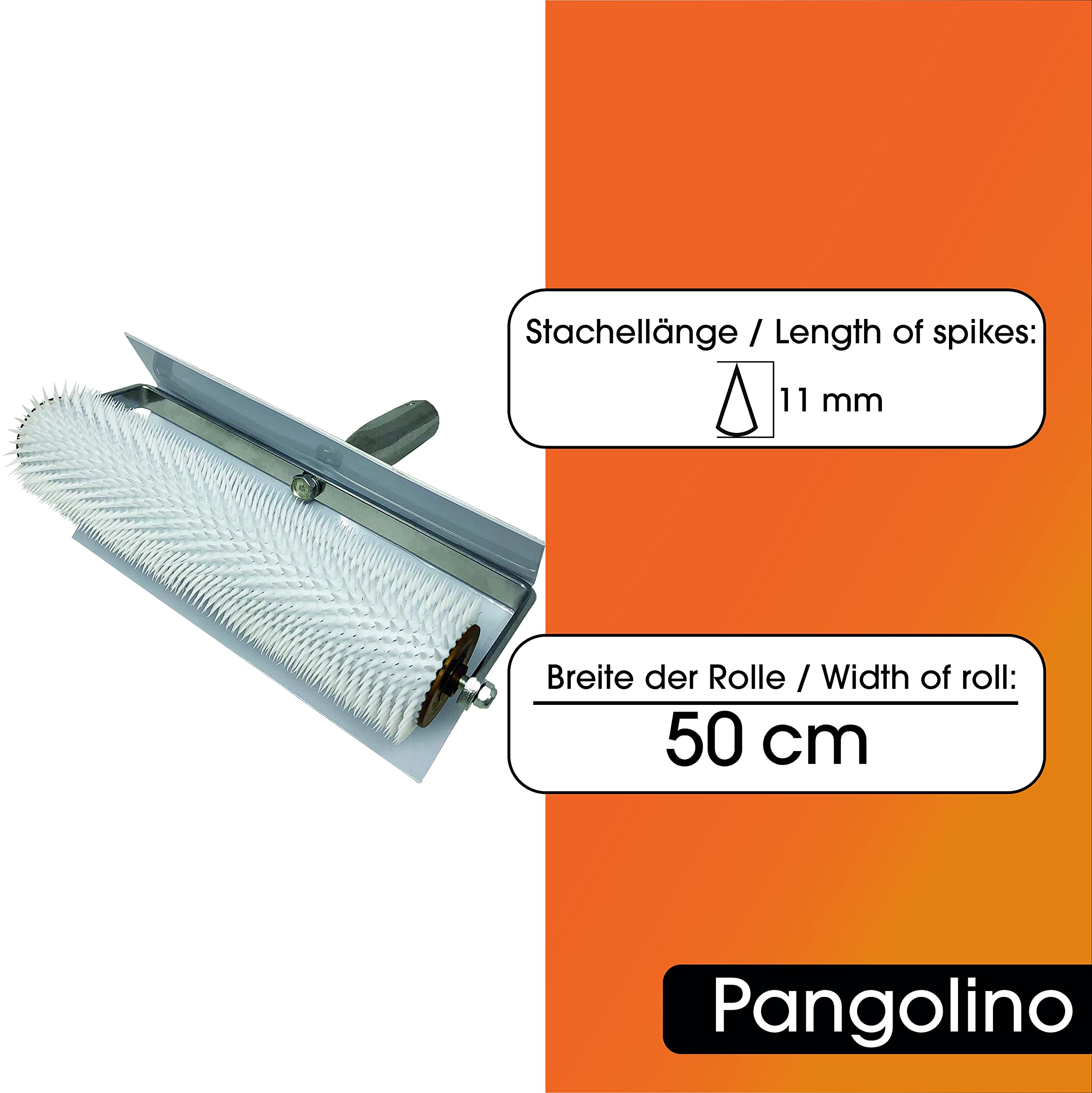 Pangolino - Rullo di sfiato – Set rullo di sfiato 50 cm con paraspruzzi – Lunghezza punta: 11 mm + suola in nylon [35 mm] (già montata) (50 cm/11 mm + scarpe per unghie)