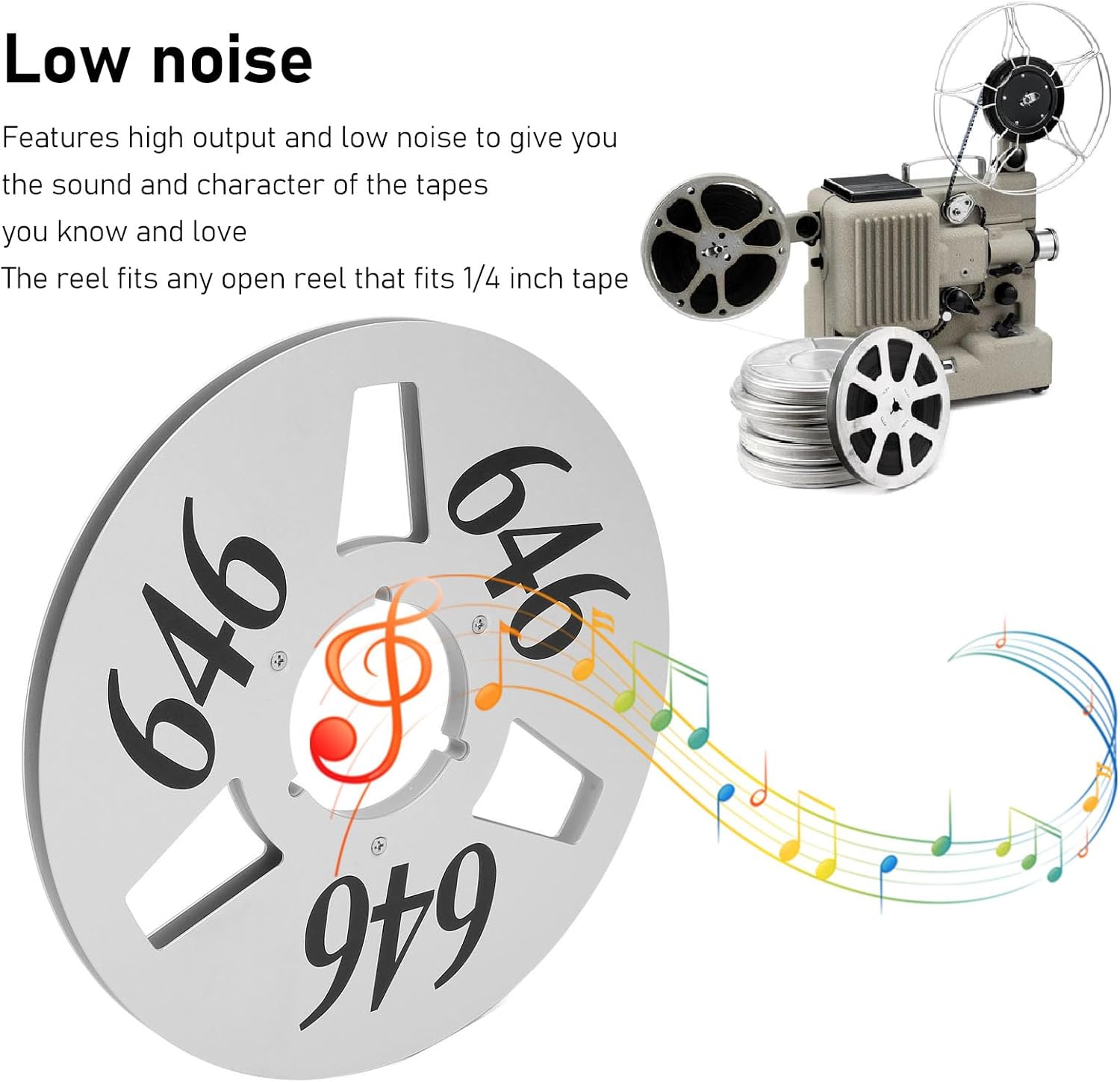 10 Inch Pickup Reel, 3 Hole Open Reel, Aluminum Alloy Sound Pickup Reel, Resists Flexing Grip Flange, Reel