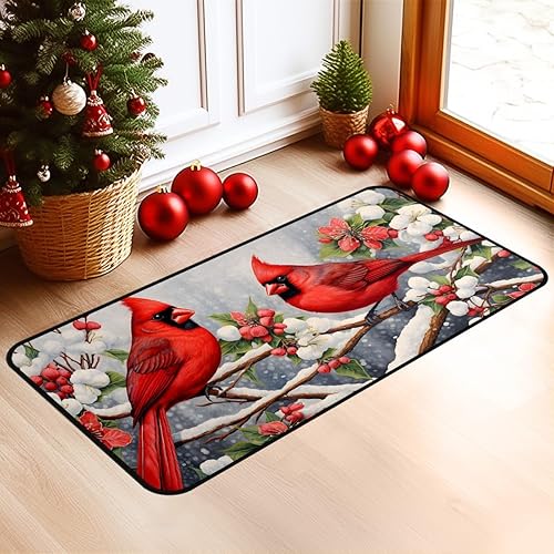 Alfombra Cardinal para corredor, antideslizante, lavable, 40 x 20 pulgadas, decoración de Navidad, decoración interior del hogar, tapete para cuarto