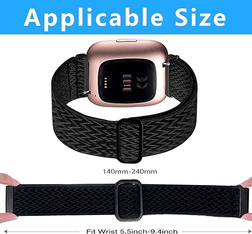 Miniatura 4 de Attbbon Correa elástica compatible con Fit Bit VersaFit bit Versa LiteFit Bit Versa 2 correas mujereshombres, correas deportivas de nailon elástico