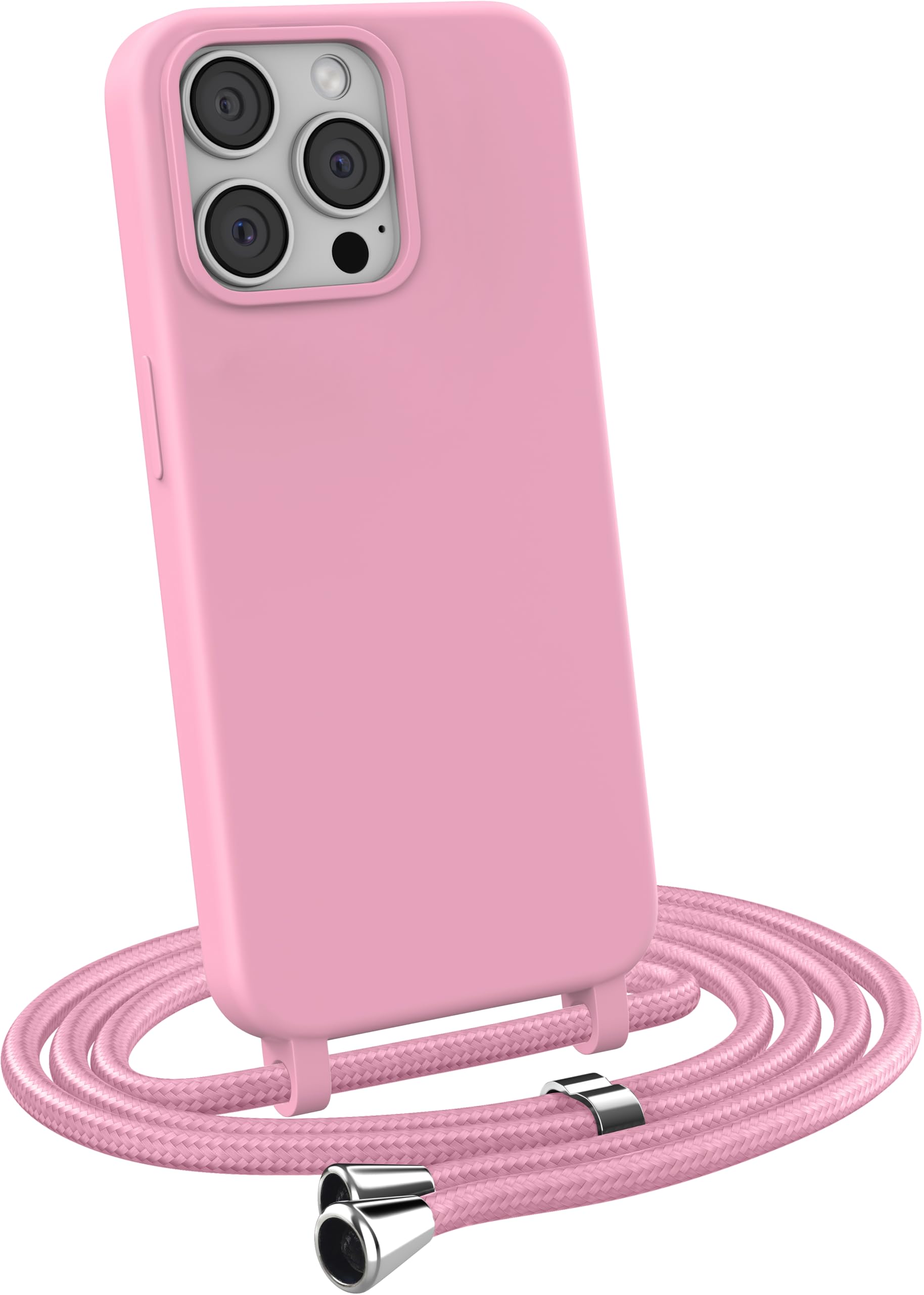 MyGadget smycz do telefonu dla Apple iPhone 15 Pro Max - [ Etui z regulowanym paskiem ] - TPU etui z paskiem do zawieszenia - Sznurek pokrowiec ochronny - róża