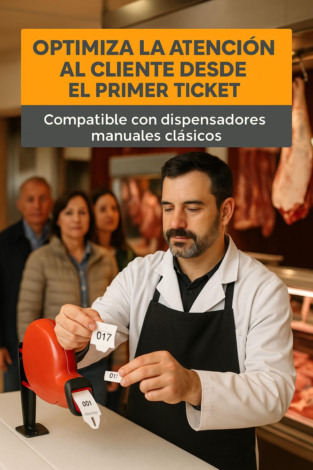 RO Linea Blanca ® Pack 5 Rollos Su Turno 2000 Tickets Blanco Numerados 3 Digitos Compatible Dispensador Manual Ideal Gestión Colas Comercio Hosteleria Farmacia Carnicería Panaderia España