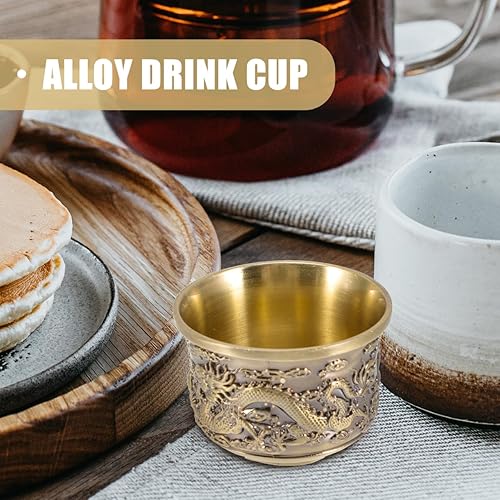 Miniatura 9 de Luxshiny Tazas de té Kung Fu, taza de té de cobre chino, diseño de dragón chino y fénix, taza de degustación de té tradicional en relieve, taza de