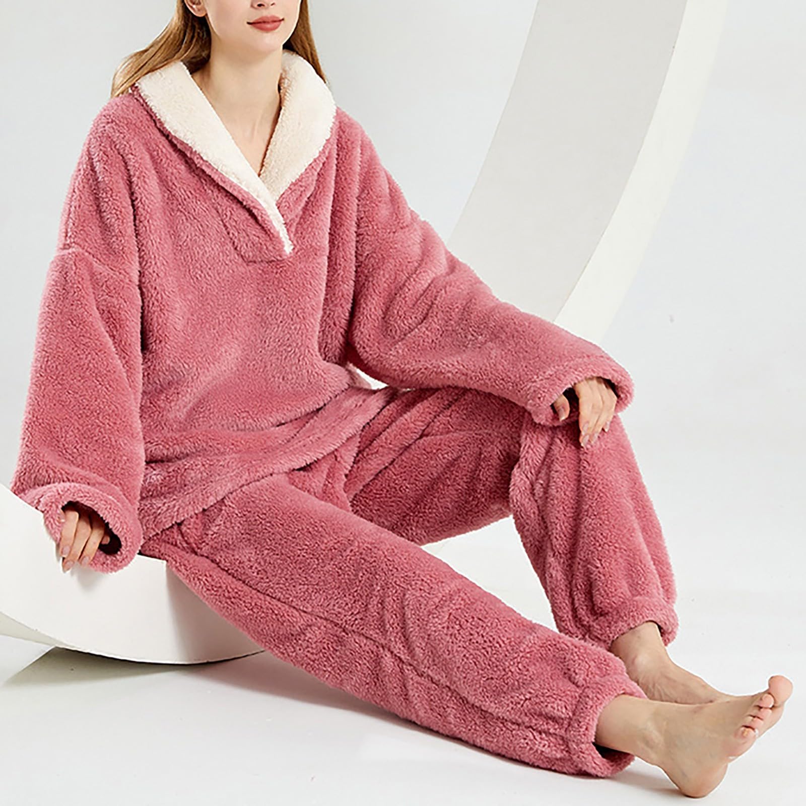 Traje de invierno para mujer, conjunto completo de pijama unisex de franela