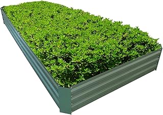 8x4x1ft Metal Raised Garden Bed Kit，Galvanized Garden Bed Box for Vegeta...