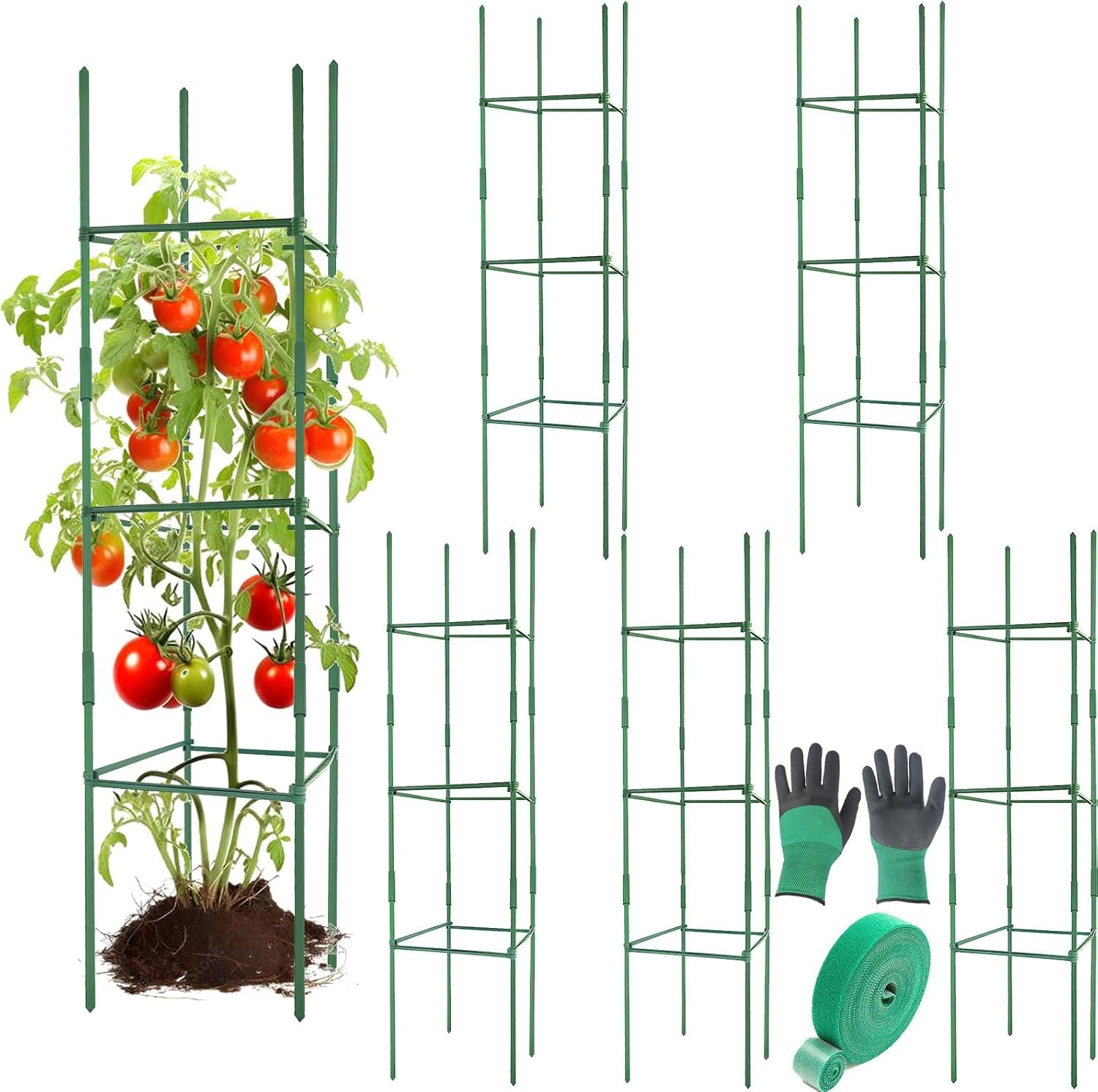 Lot de 6 treillis carrés réglables de 30 cm à 120 cm pour cage à tomates