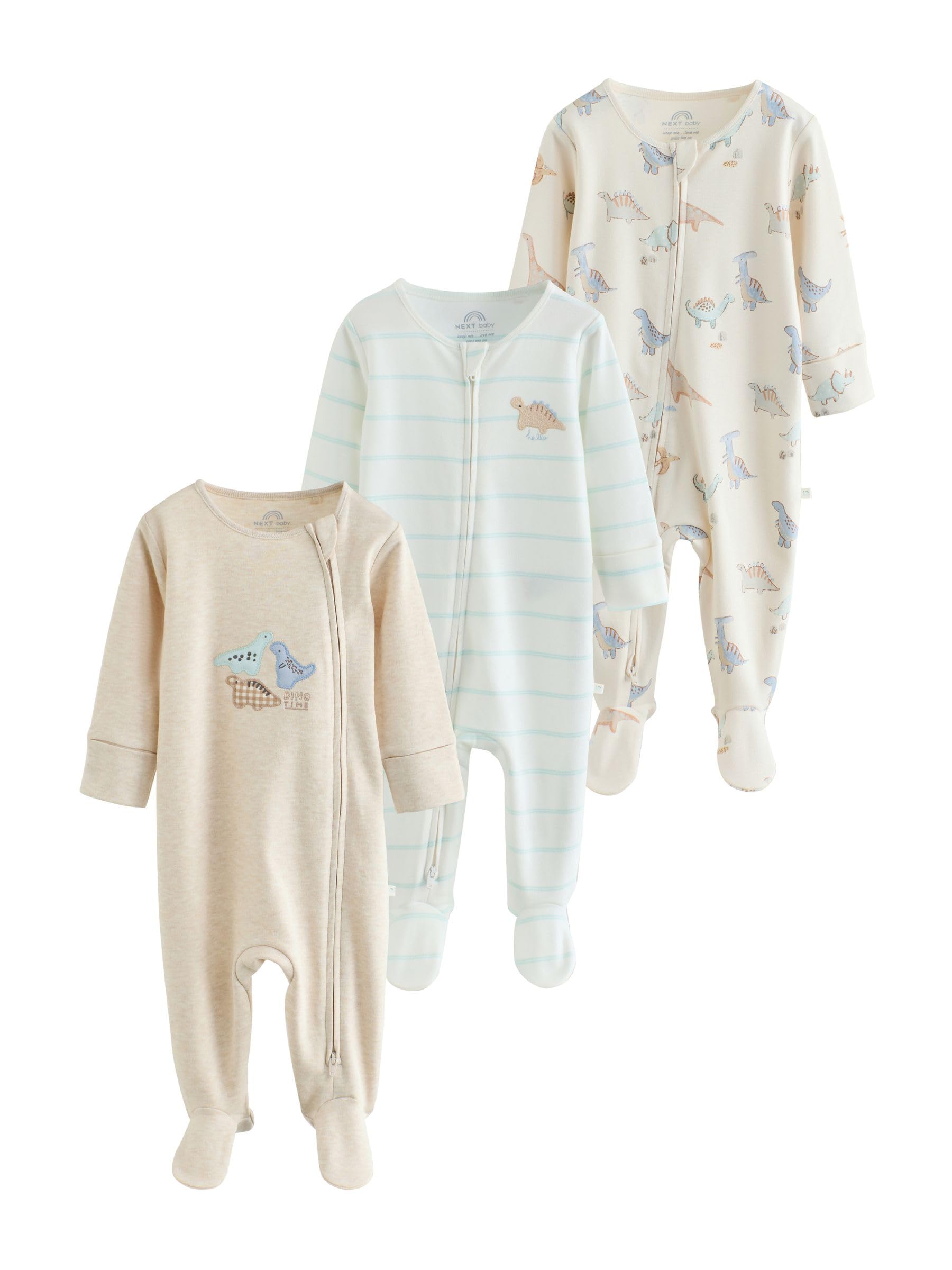 NEXT Bambini Confezione da 3 Tutine Bebè con Zip bidirezionale