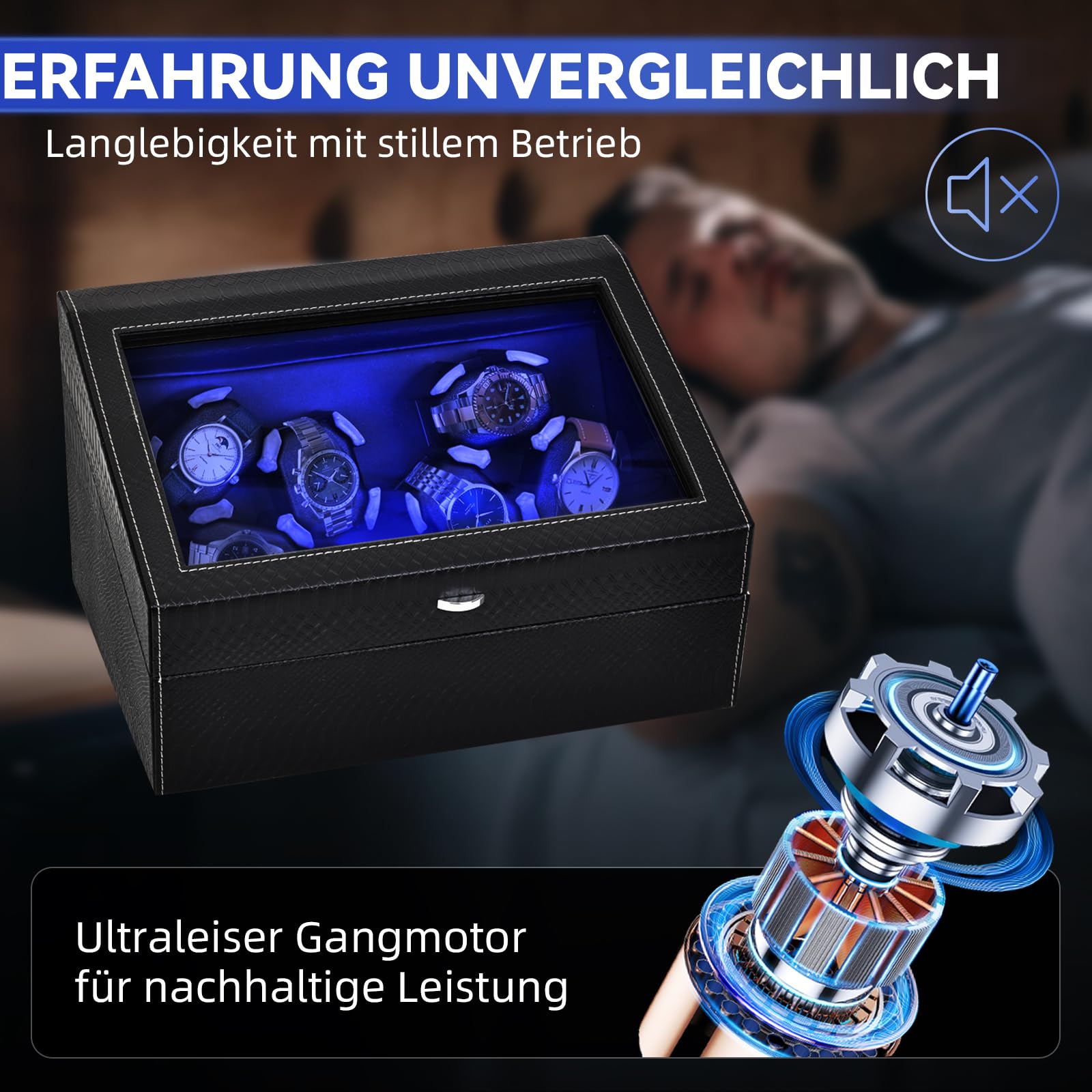 hightall Automatik-Uhrenbeweger für 6+6 Uhren – Watch Winder Box mit Ultra-Leisem Motor, Anti-Kratz Memory Foam & Stabilem Stand, Uhrenbeweger Für Rolex, Omega & Automatikuhren
