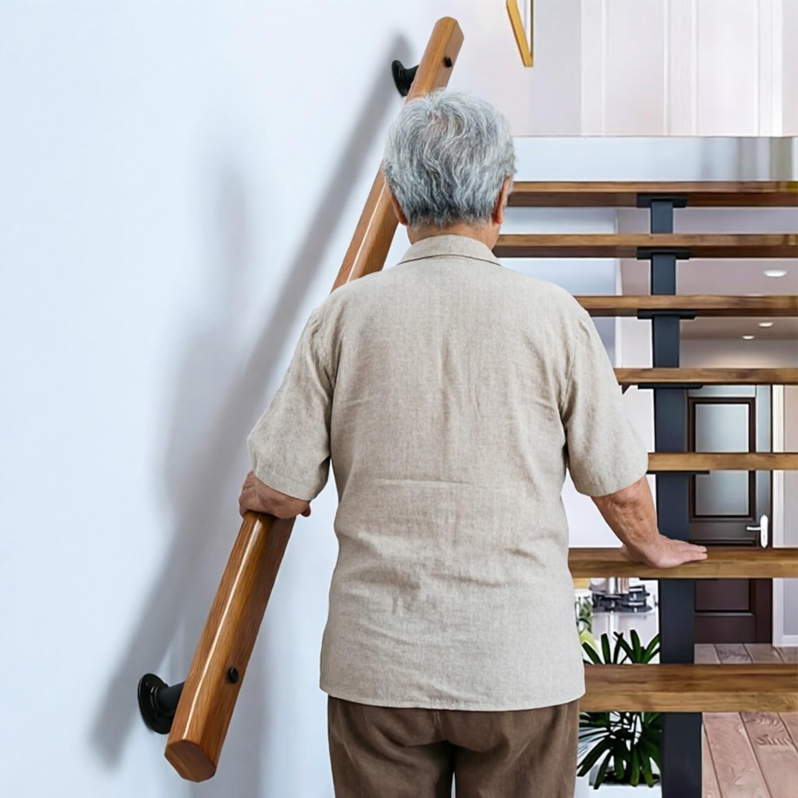 DMCHENGMA Non-Slip Stair Railing Wooden Handrail Wall Support Bar for Elderly - 30cm - 450cm Modern Staircase Banister Rail(14ft/420cm)