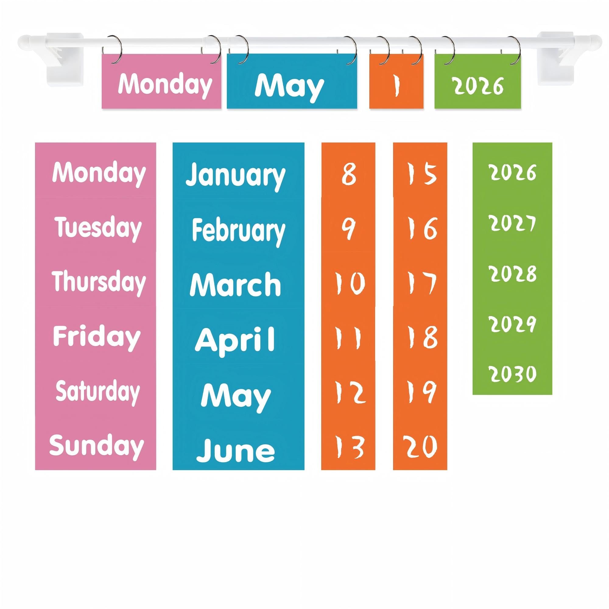 Magnetic Flip Calendar for Classroom, Magnetic Rod for Classroom Whiteboard, Flip Calendar for Classroom Home Decor, Teacher Must Haves (11)