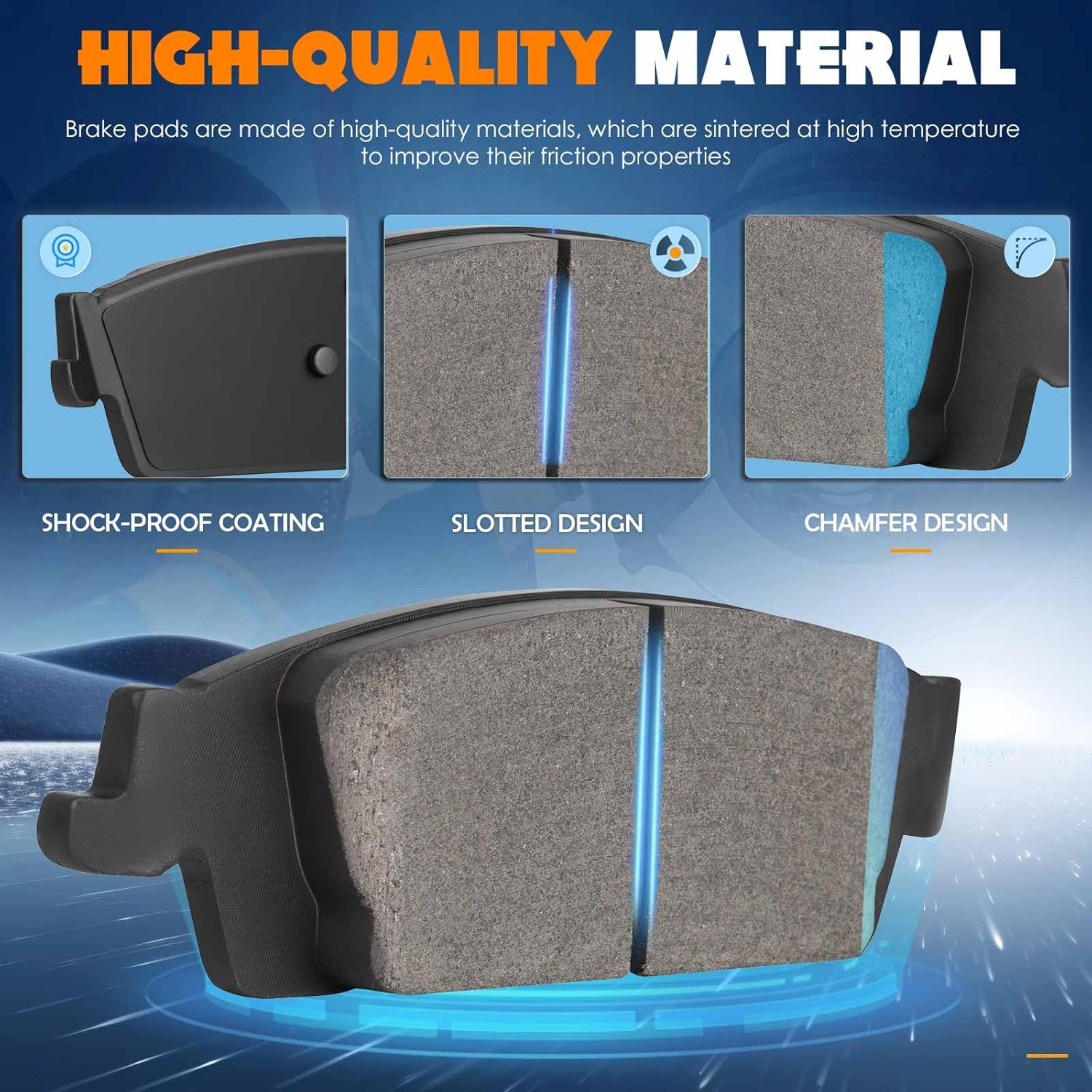 4PCS Rear Ceramic Brake Pads Compatible with Cadillac Escalade/ESV 2015-2020 Silverado 1500 2014-2018 Tahoe 2015-2020 GMC Sierra 1500 2014-2018