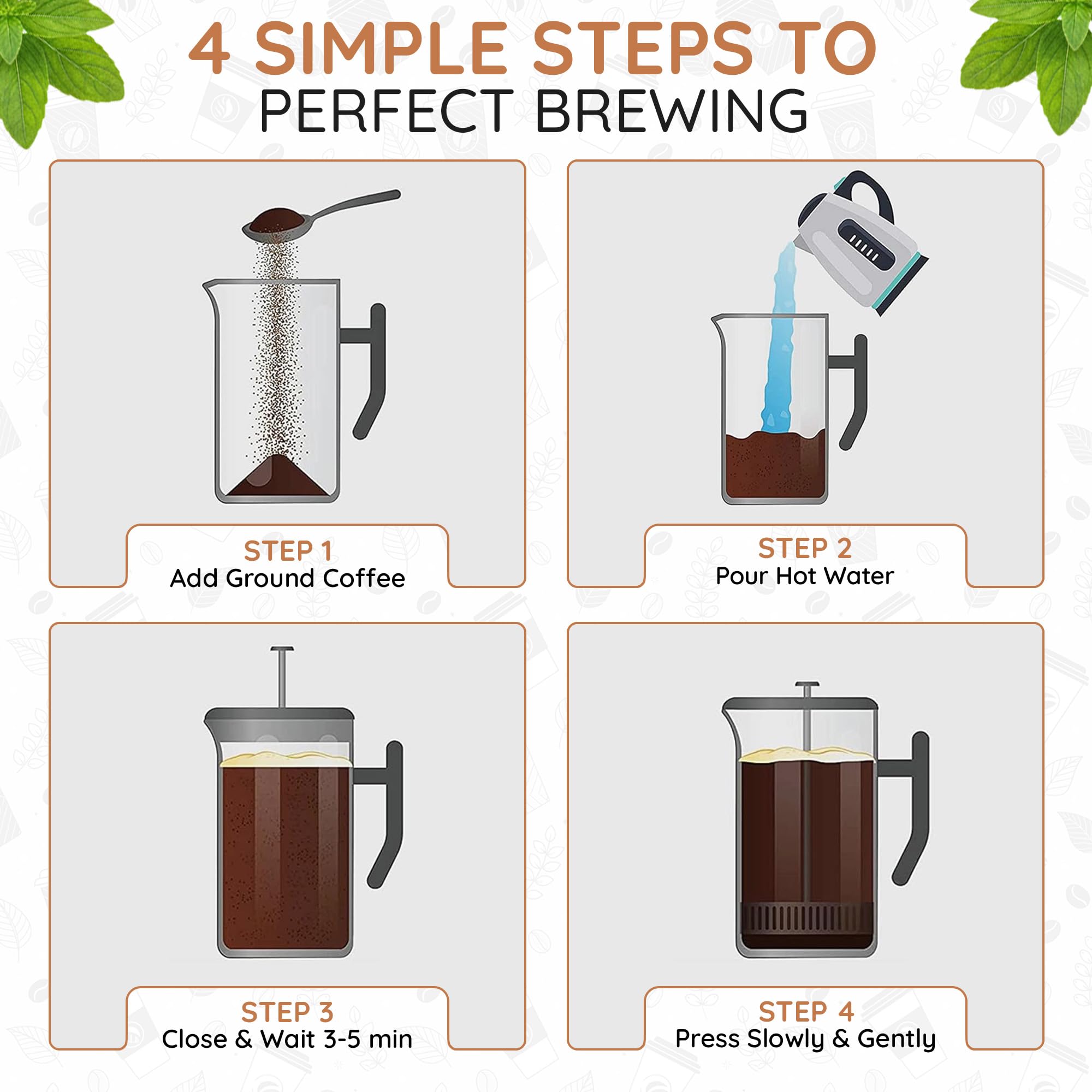 Filtered Blend 1.6L French Press Coffee Maker (Black) thumbnail 5