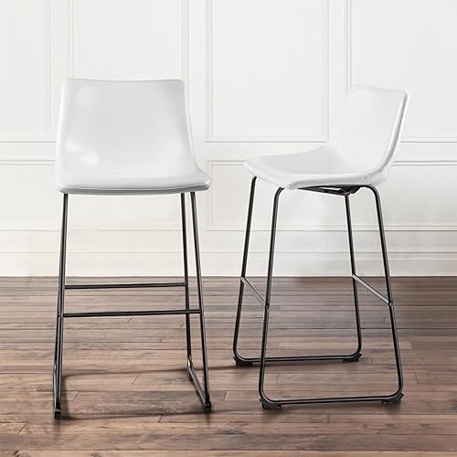Waleaf Taburetes de barra de piel sintética de 30 pulgadas con respaldo, patas de metal negro, taburete tapizado moderno sin brazos, sillas de pub