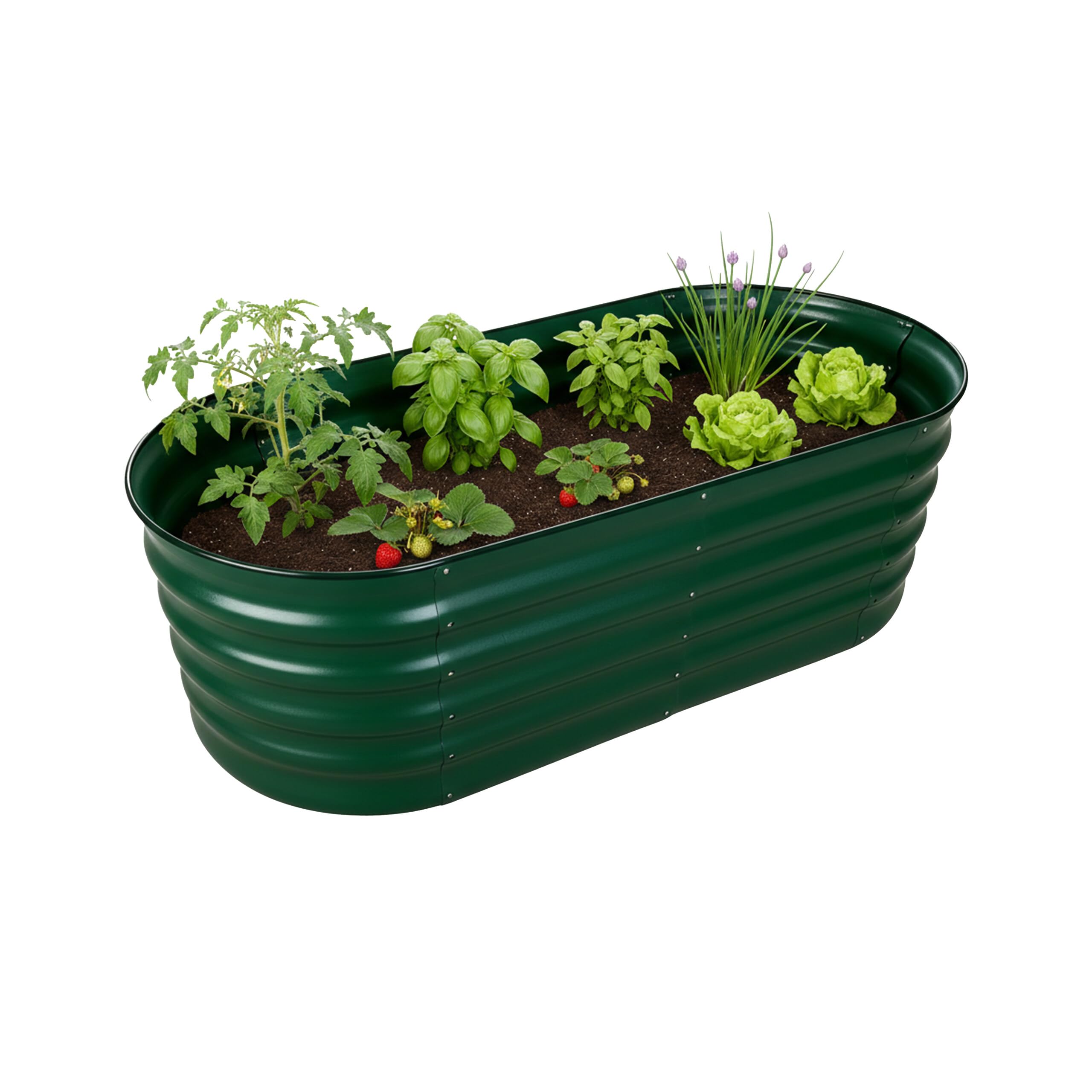 Relaxdays Galvanized Metal Raised Garden Bed for Flowers, Plants & Vegetables, 45x150x60 cm, Green