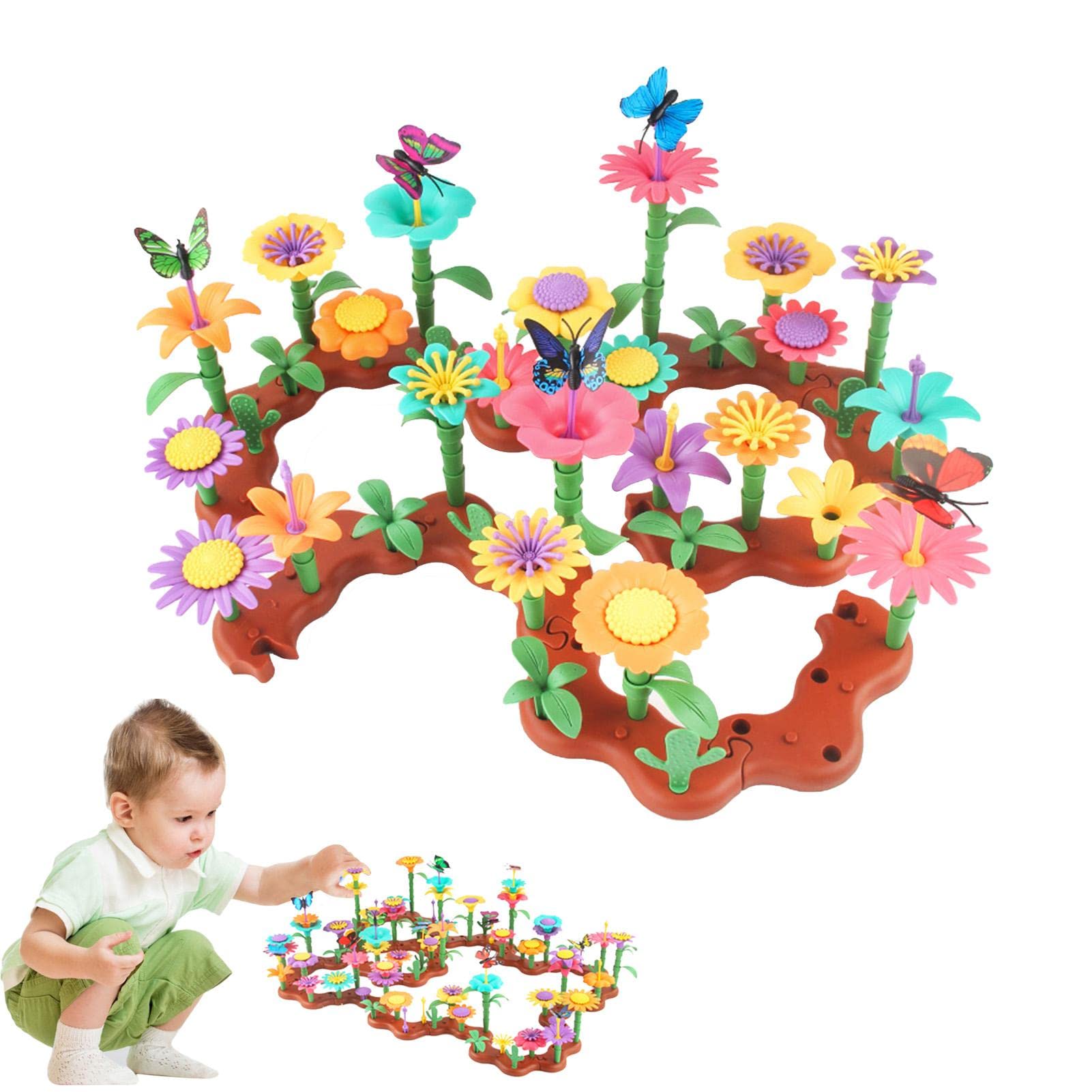fanelod Juguetes construcción Flores Tallo | Juguetes construcción jardín Flores para niñas Juguetes | Juguete Educativo jardinería Stem, Regalo Navidad