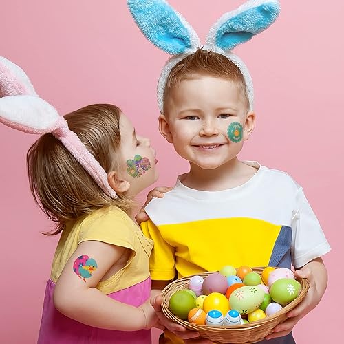 Miniatura 5 de Relleno de cesta de Pascua para niños, paquete de 144 tatuajes de Pascua para niños, tatuajes temporales individuales, temas de Pascua, calcomanías